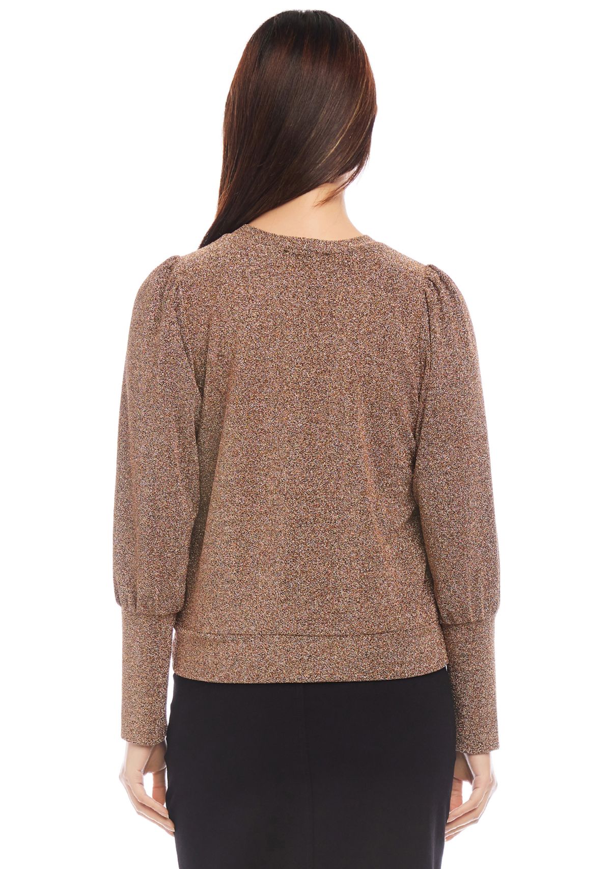 Petite Bishop Sleeve Metallic Top