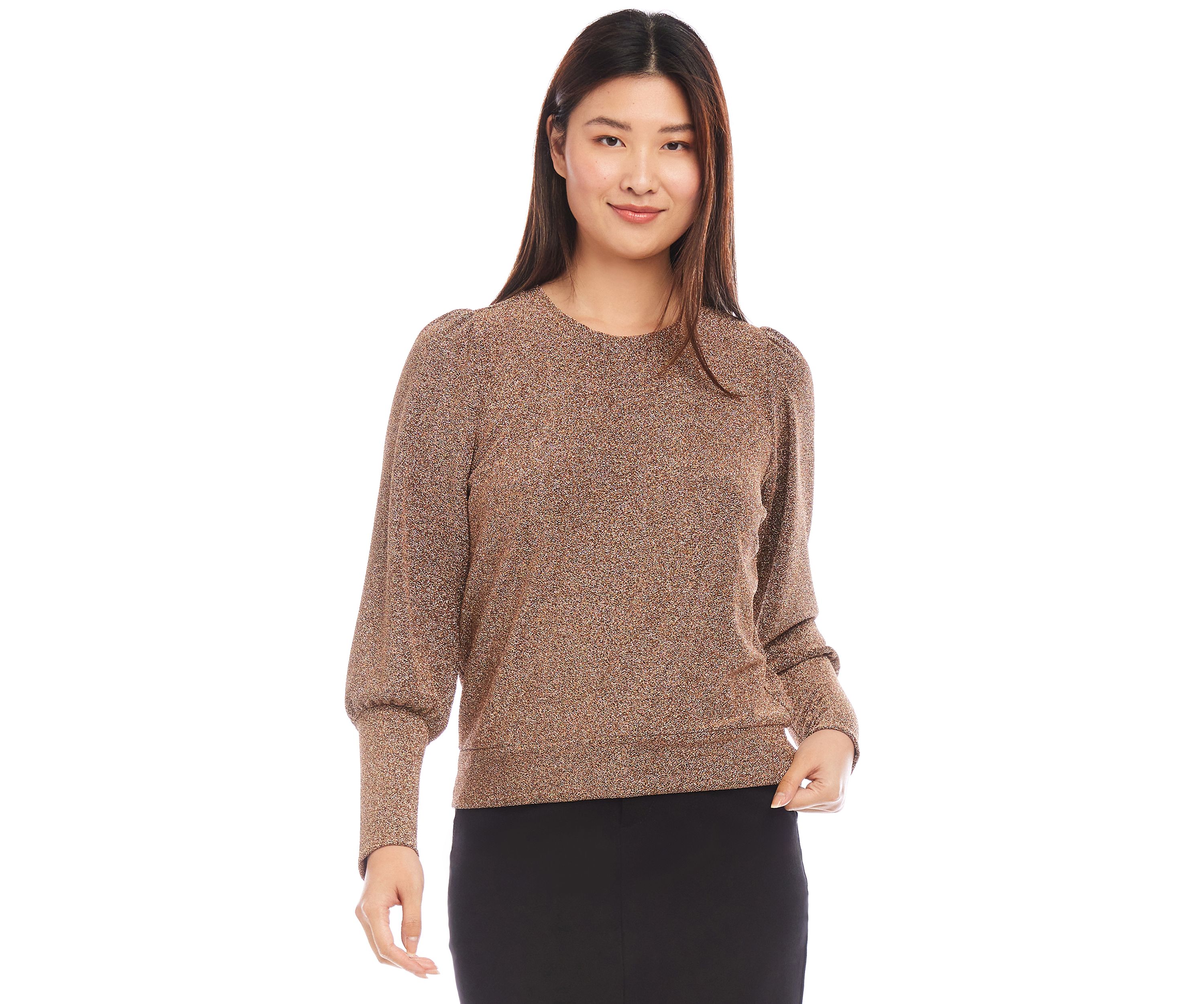 Womens Bishop Sleeve Metallic Top