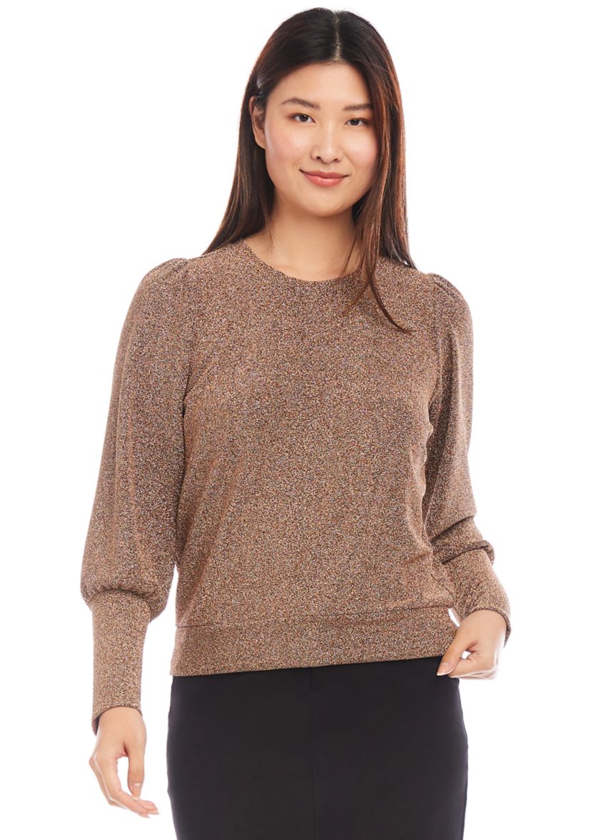 Womens Bishop Sleeve Metallic Top