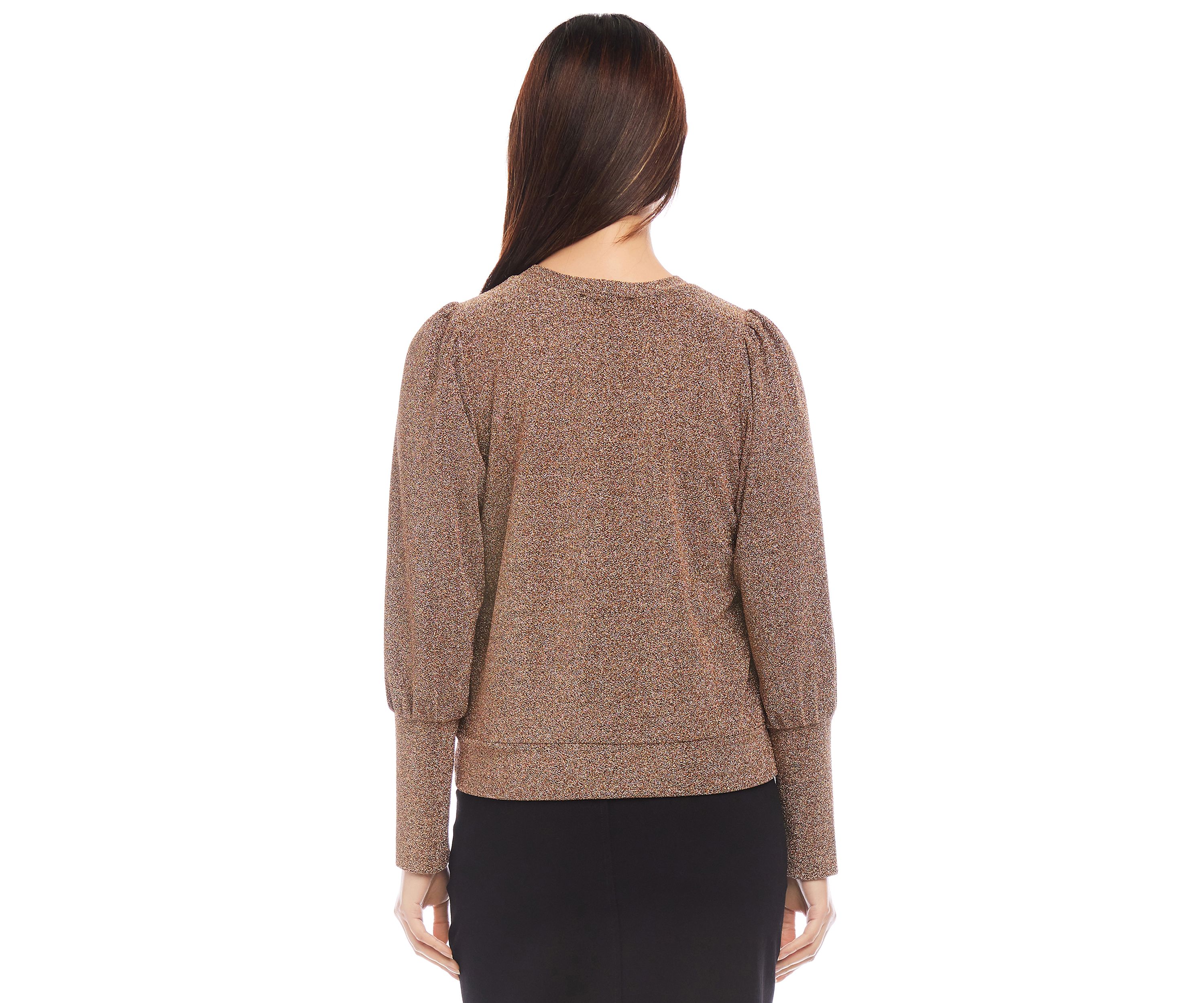 Womens Bishop Sleeve Metallic Top