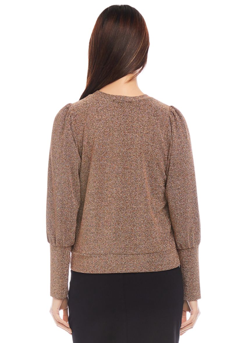 Womens Bishop Sleeve Metallic Top