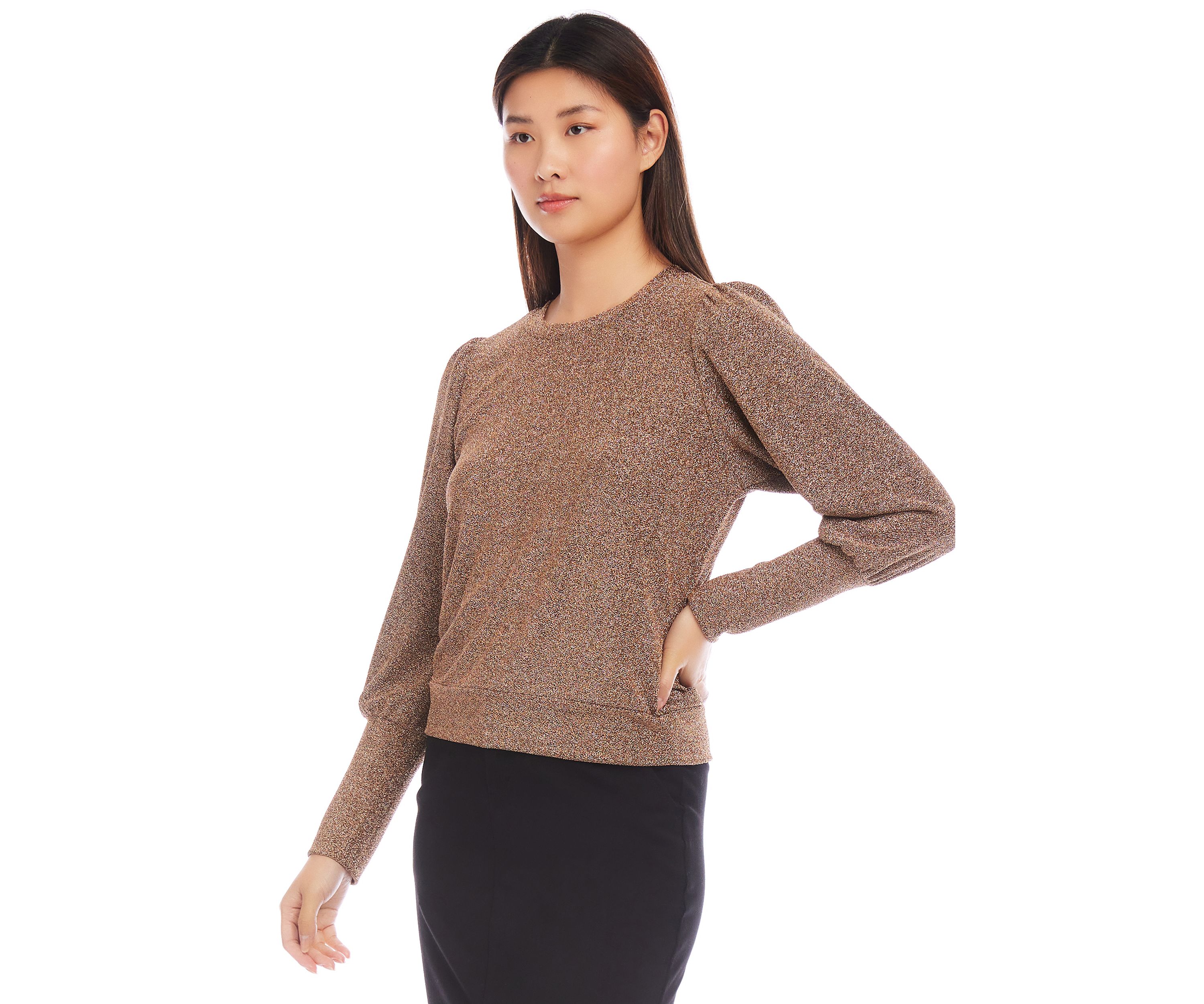 Womens Bishop Sleeve Metallic Top