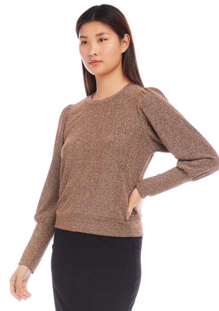 Womens Bishop Sleeve Metallic Top
