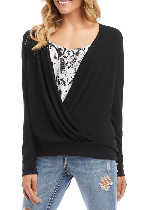 Womens Layered Crossover Top