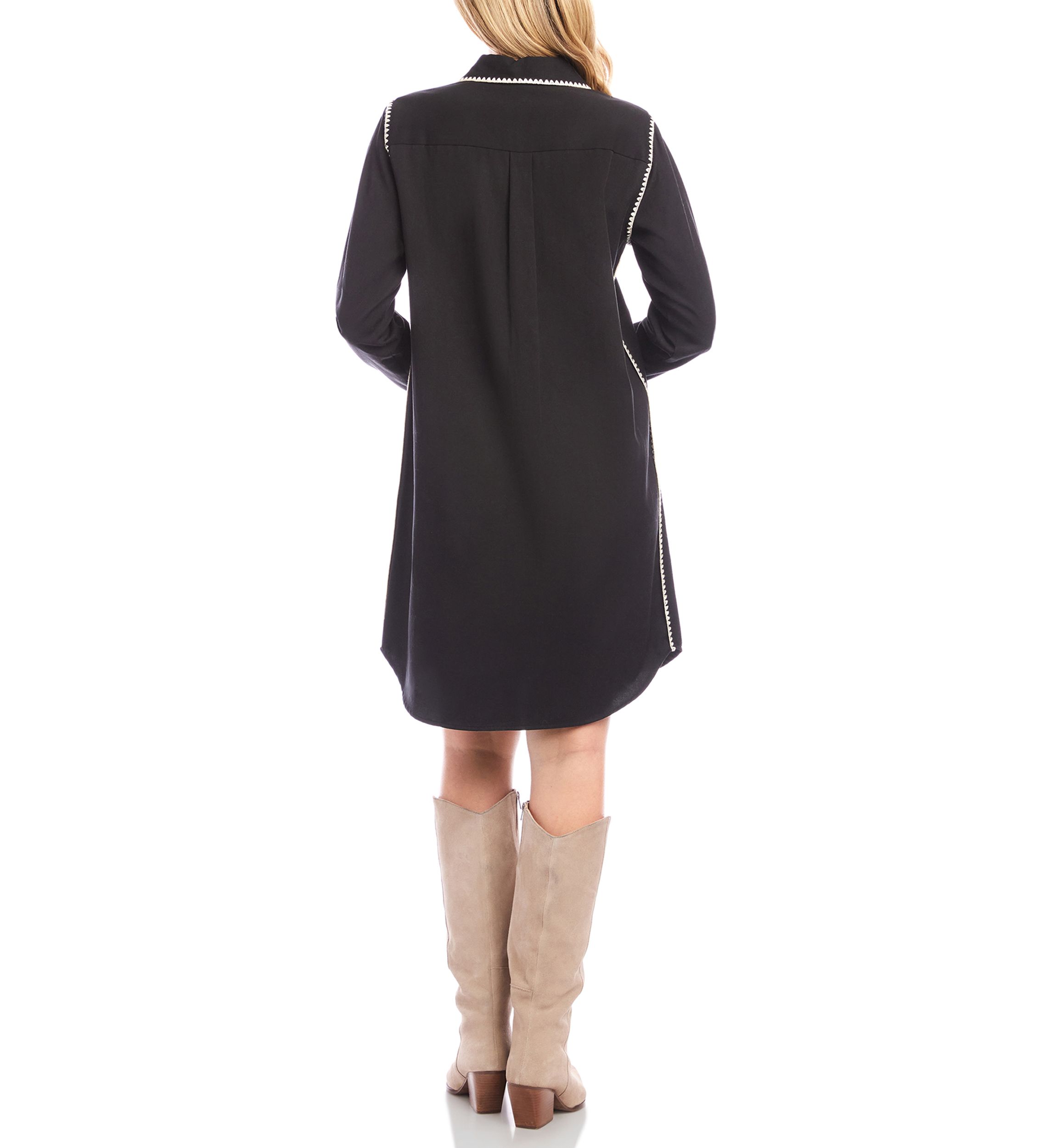 Womens Long Sleeve Edge Stitch Shirtdress