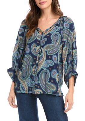 Women's Paisley Blouson Sleeve Top