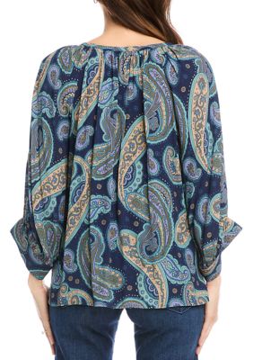 Women's Paisley Blouson Sleeve Top