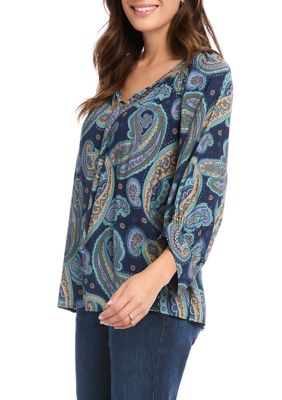 Women's Paisley Blouson Sleeve Top