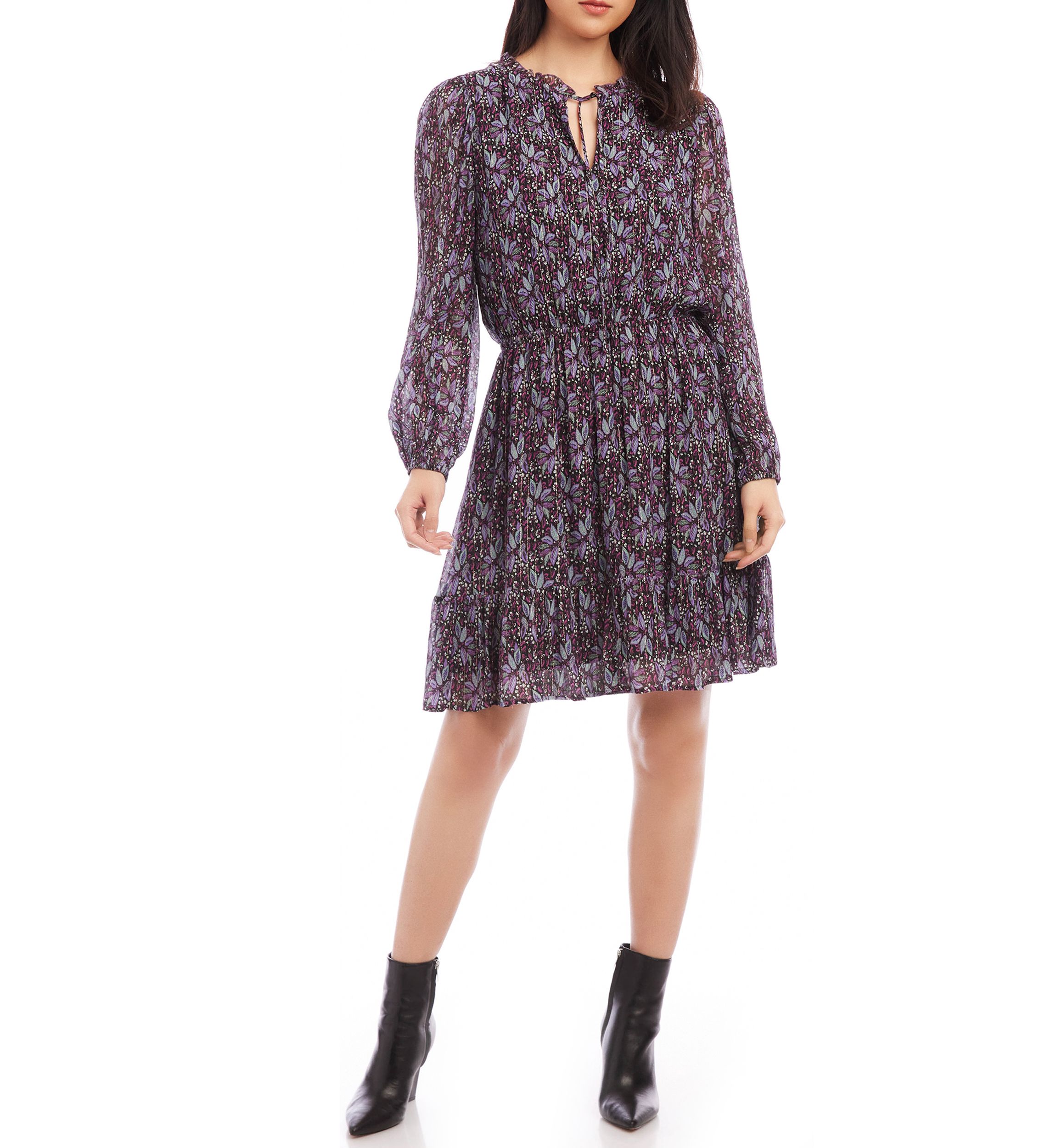 Womens Long Sleeve Tiered Dress