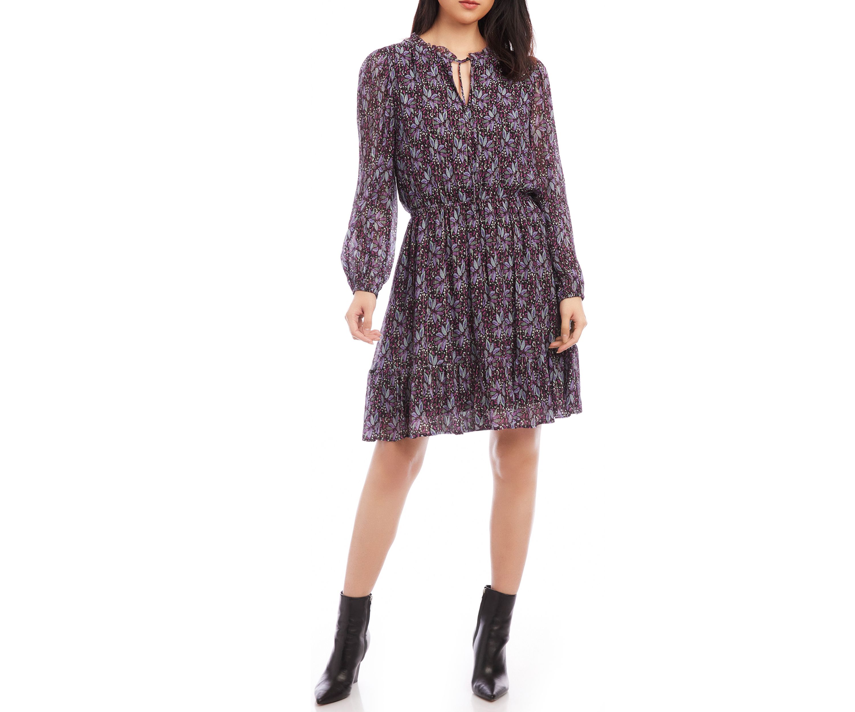 Womens Long Sleeve Tiered Dress