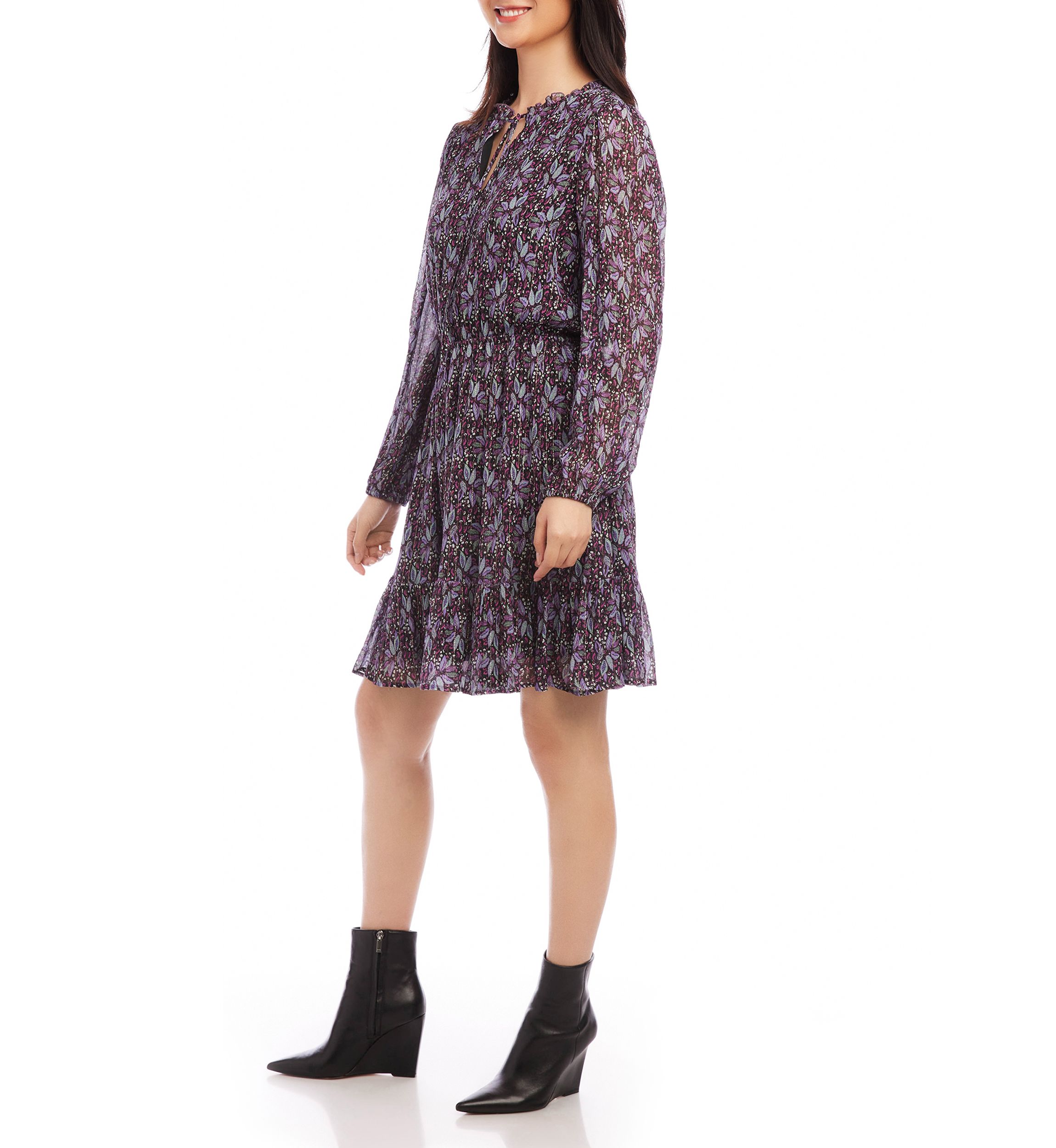 Womens Long Sleeve Tiered Dress