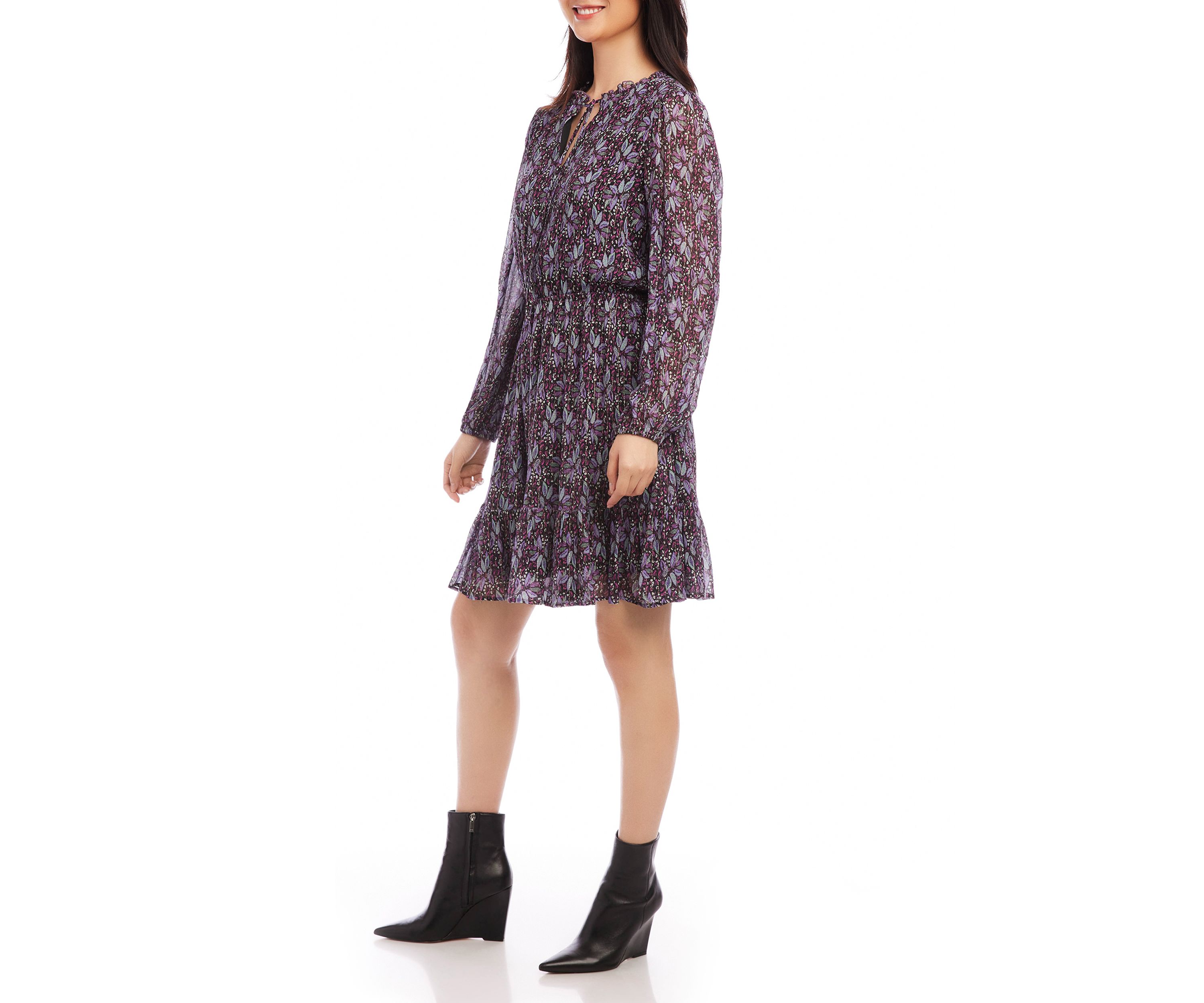 Womens Long Sleeve Tiered Dress