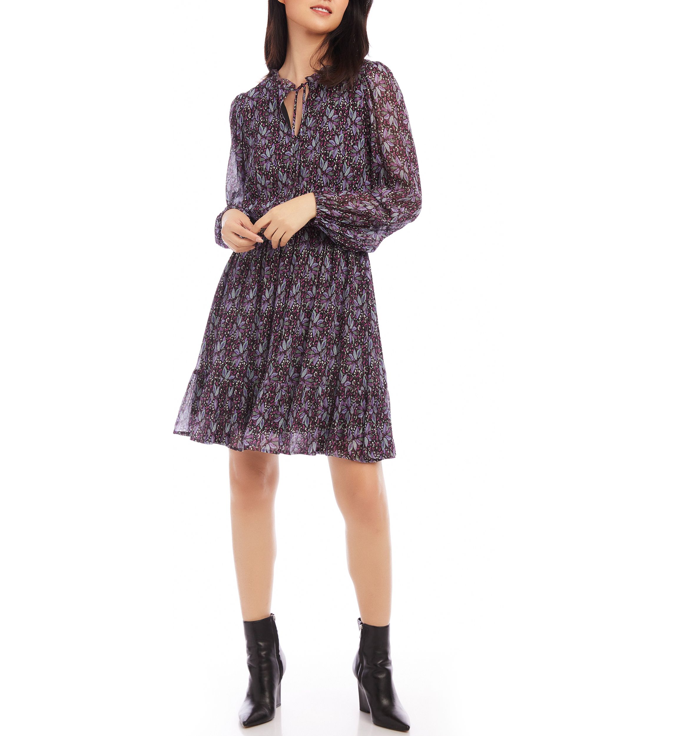 Womens Long Sleeve Tiered Dress