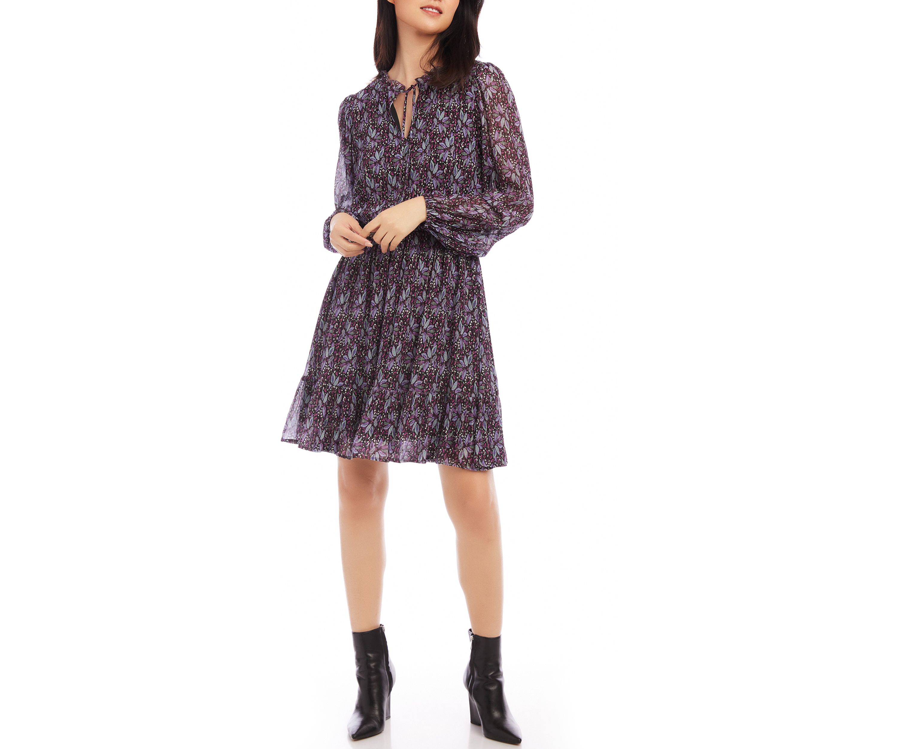 Womens Long Sleeve Tiered Dress