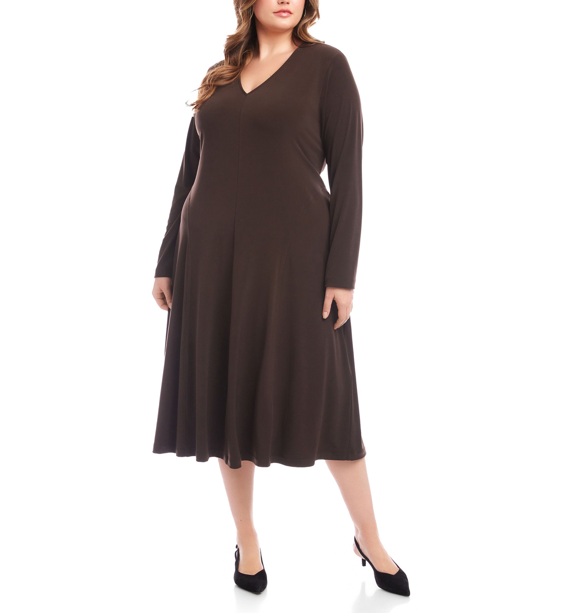 Plus Size Kate V-Neck Midi Travel Dress