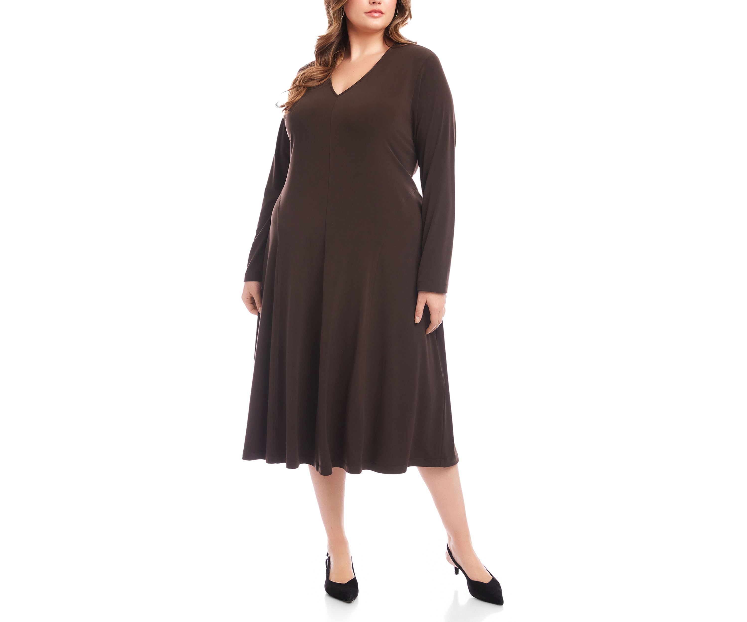 Plus Size Kate V-Neck Midi Travel Dress
