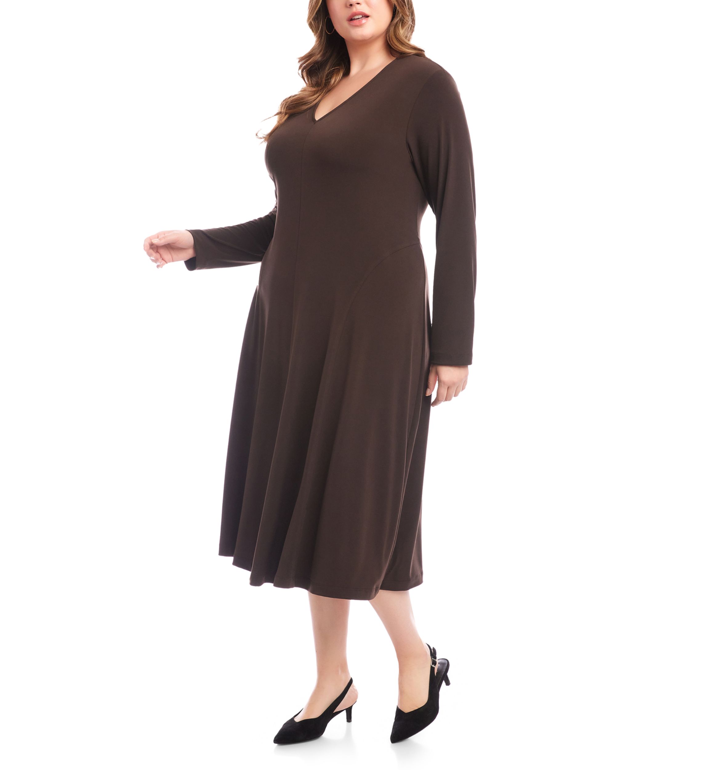Plus Size Kate V-Neck Midi Travel Dress