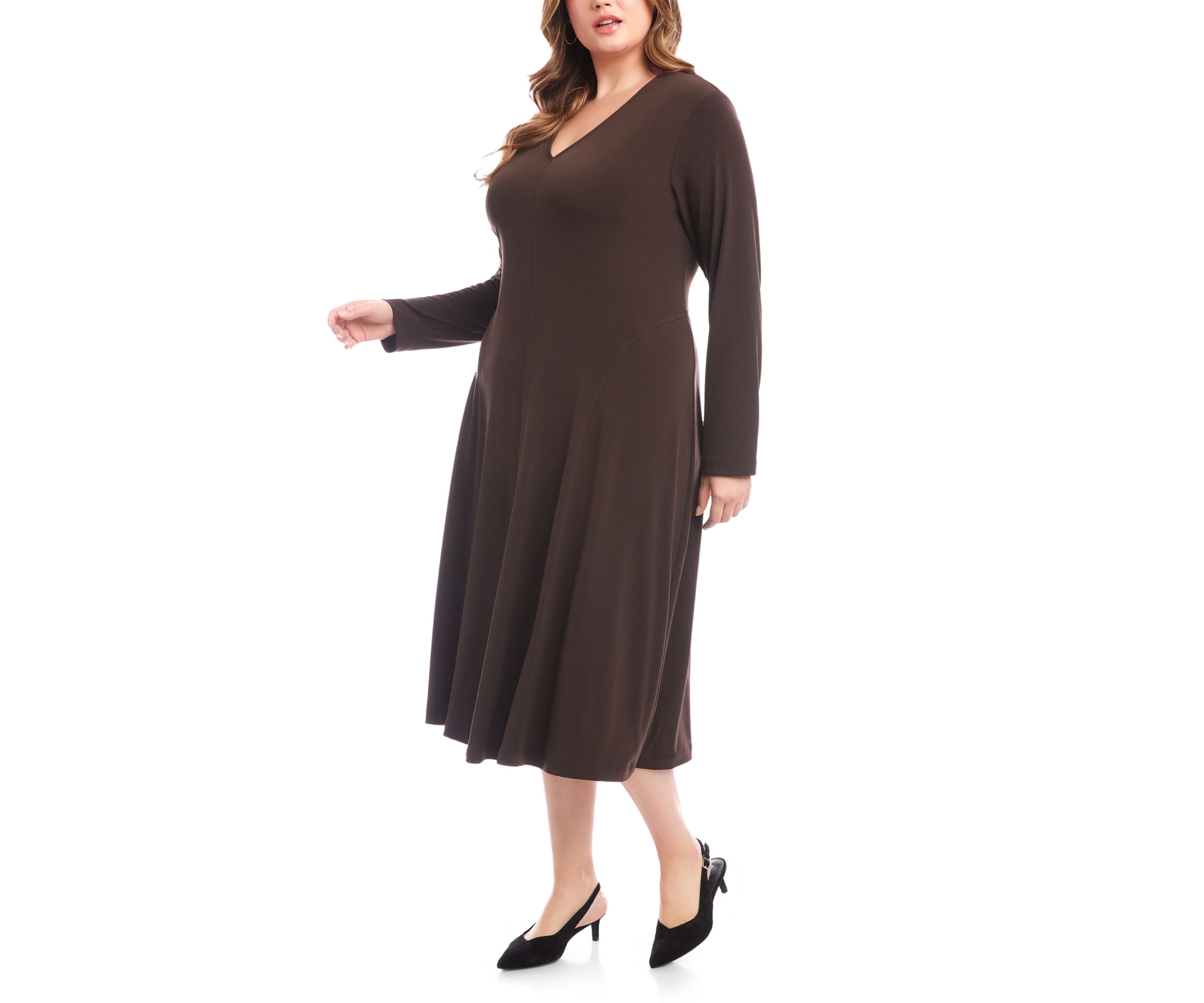 Plus Size Kate V-Neck Midi Travel Dress