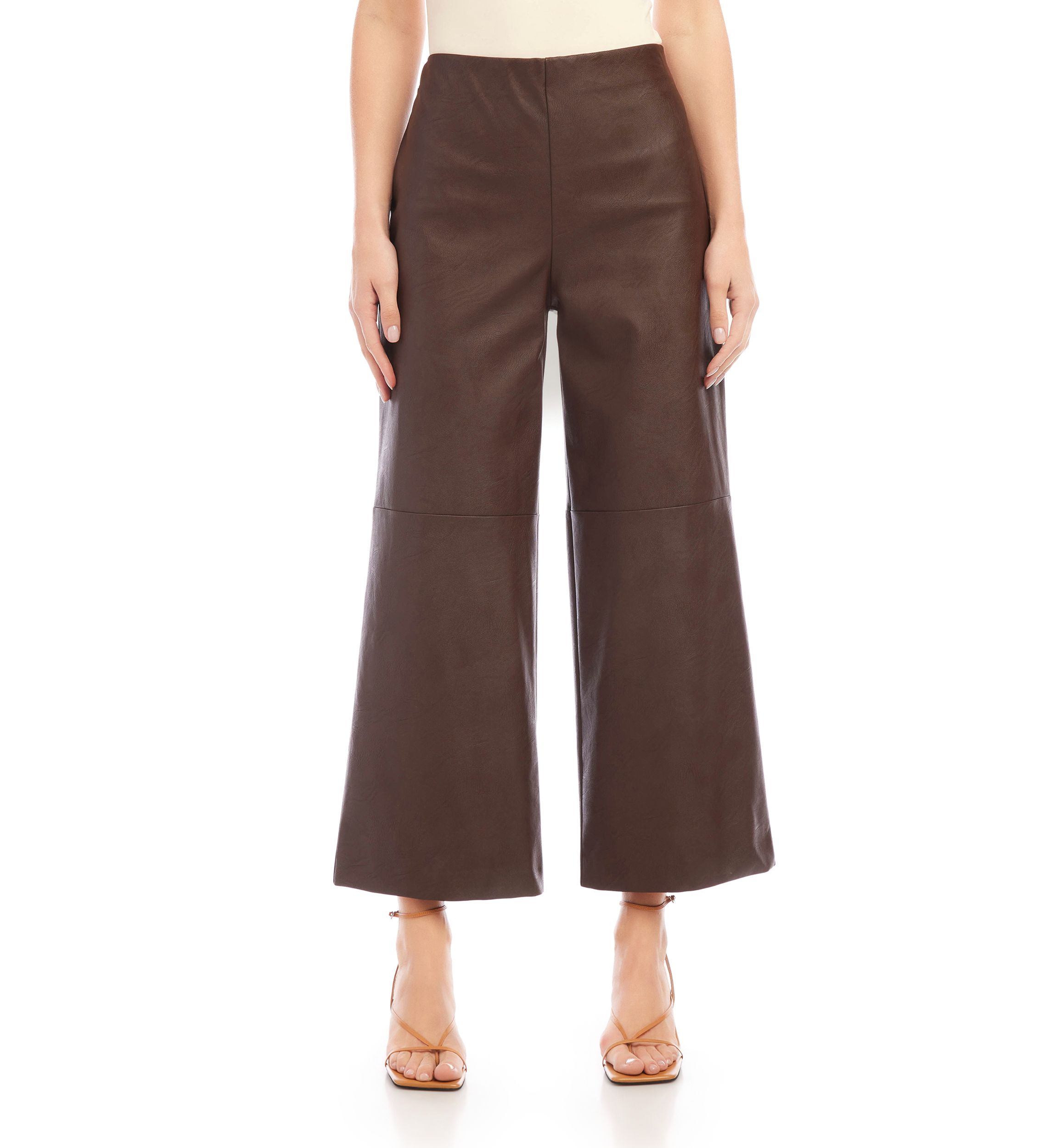 Womens Cropped Vegan Leather Pants