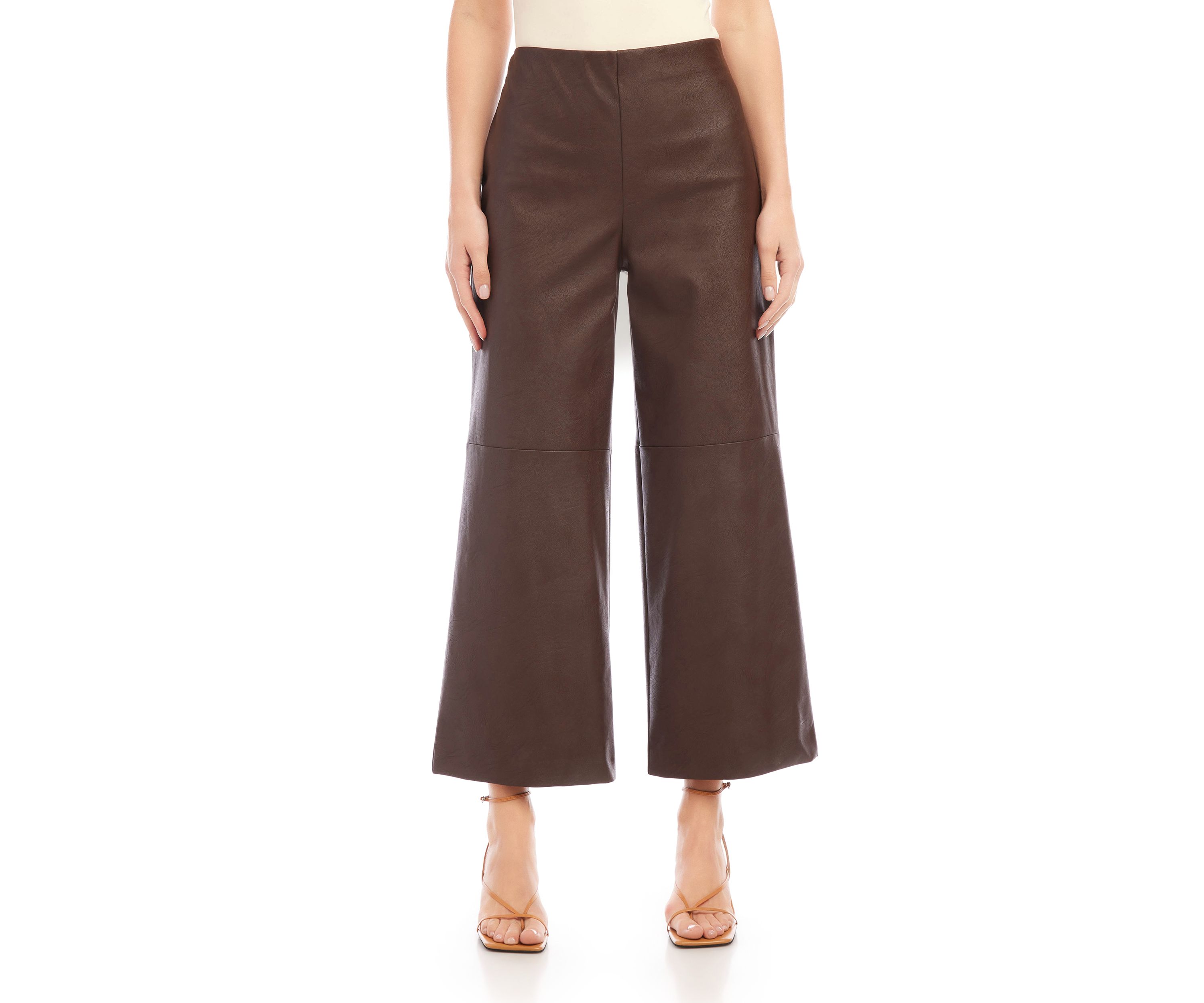 Womens Cropped Vegan Leather Pants