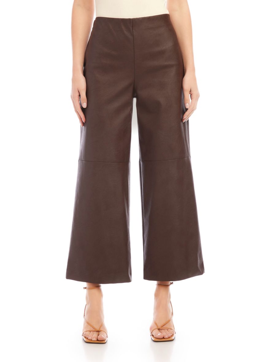 Womens Cropped Vegan Leather Pants