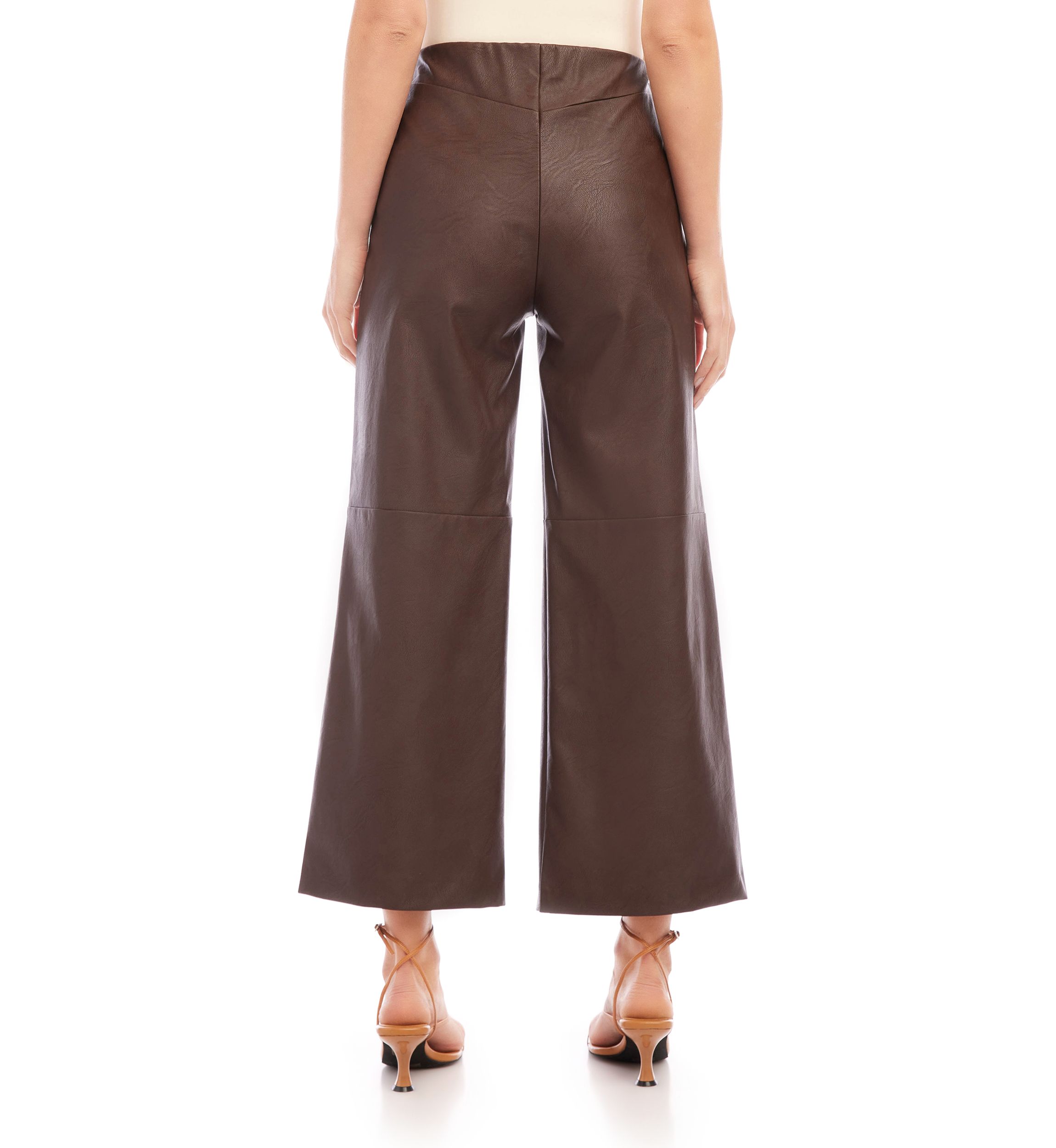 Womens Cropped Vegan Leather Pants