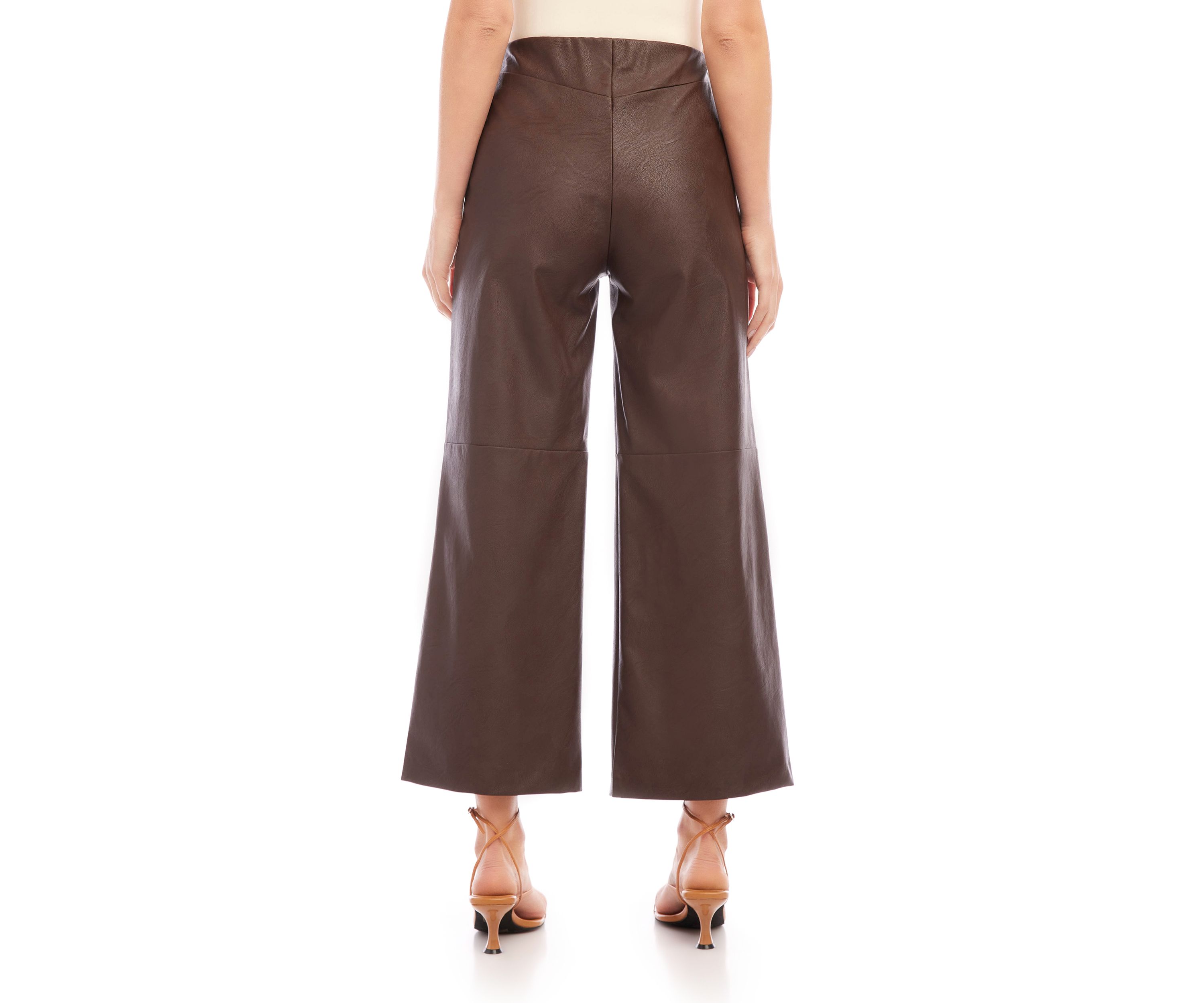 Womens Cropped Vegan Leather Pants