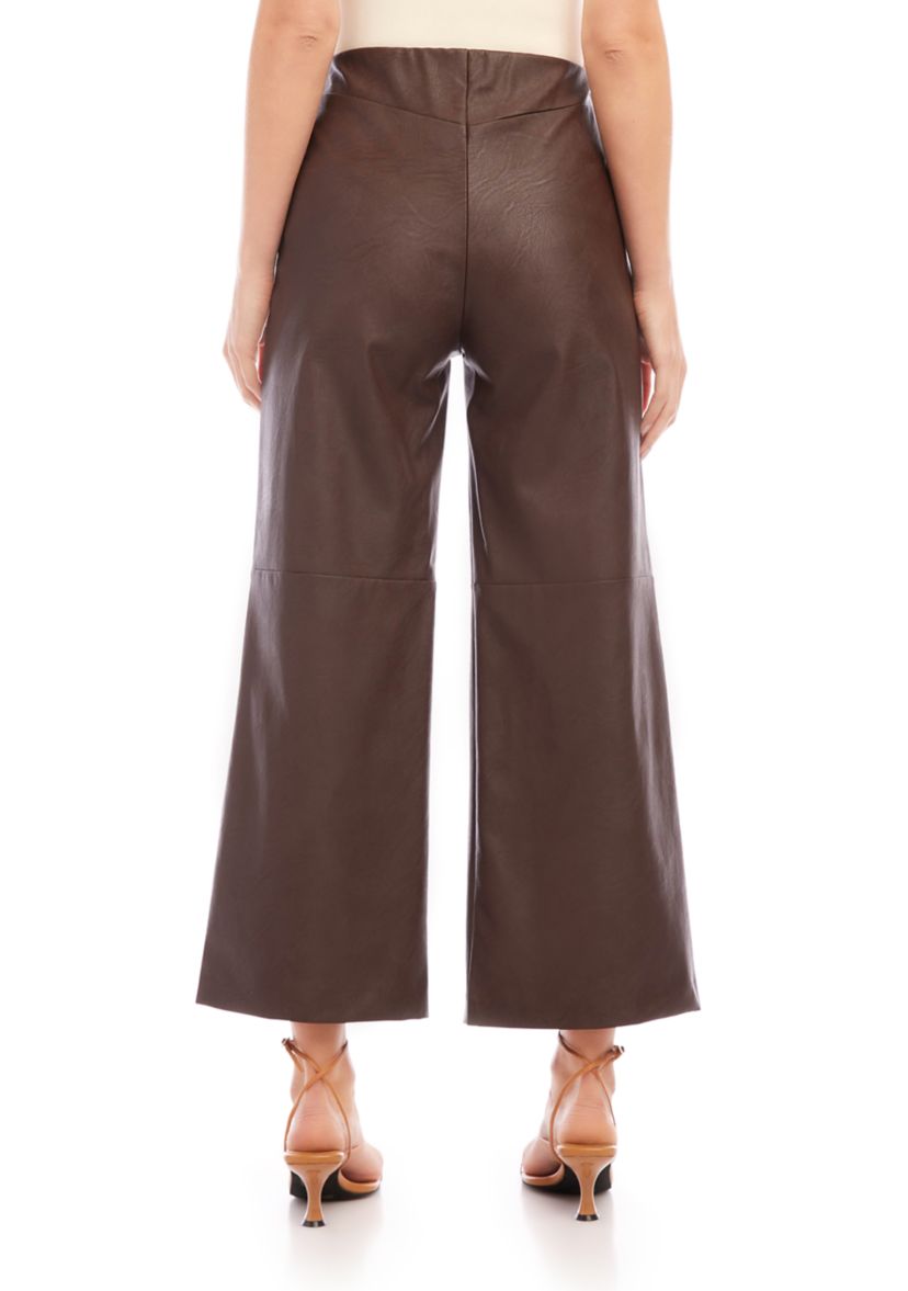 Womens Cropped Vegan Leather Pants