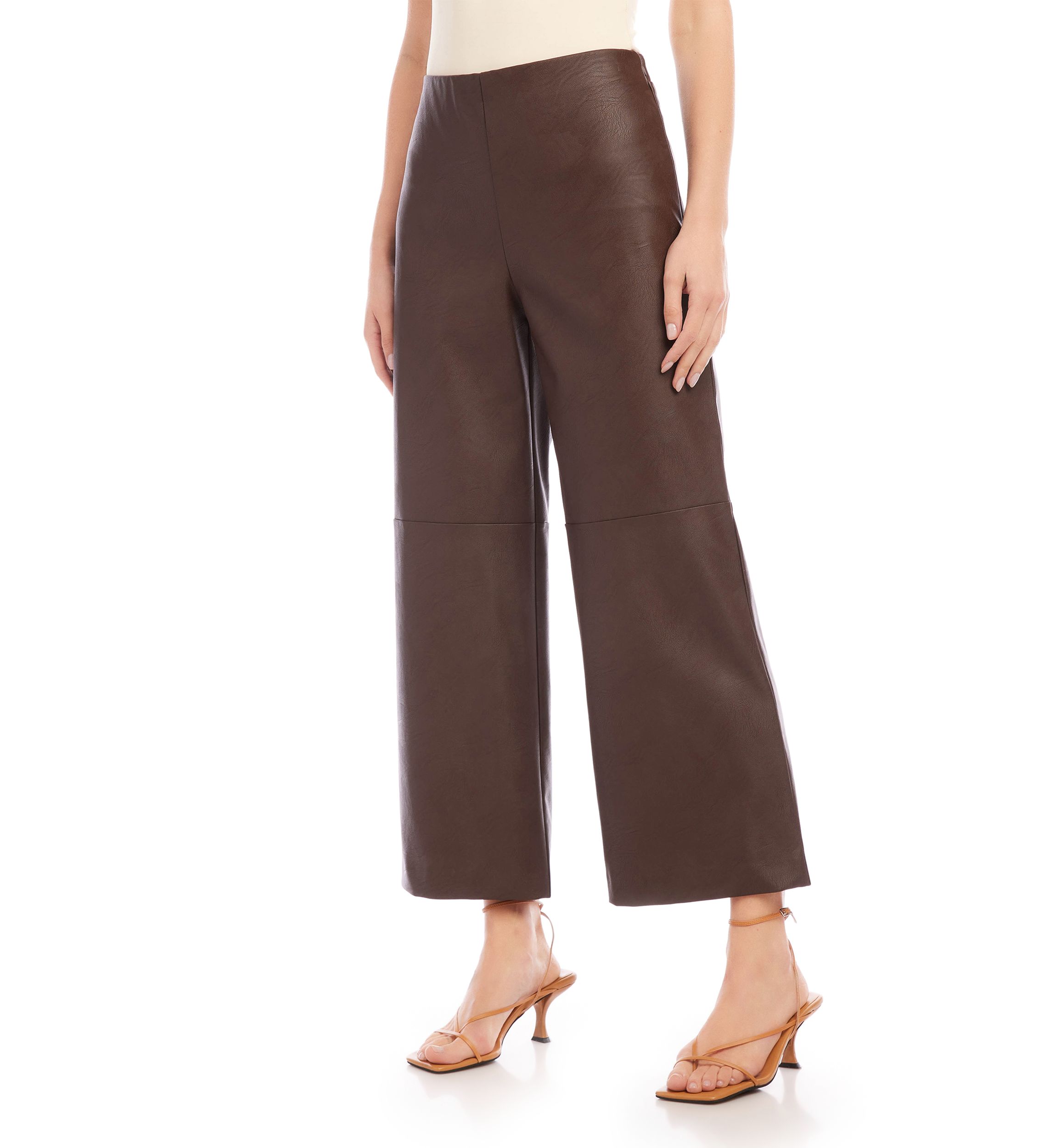 Womens Cropped Vegan Leather Pants