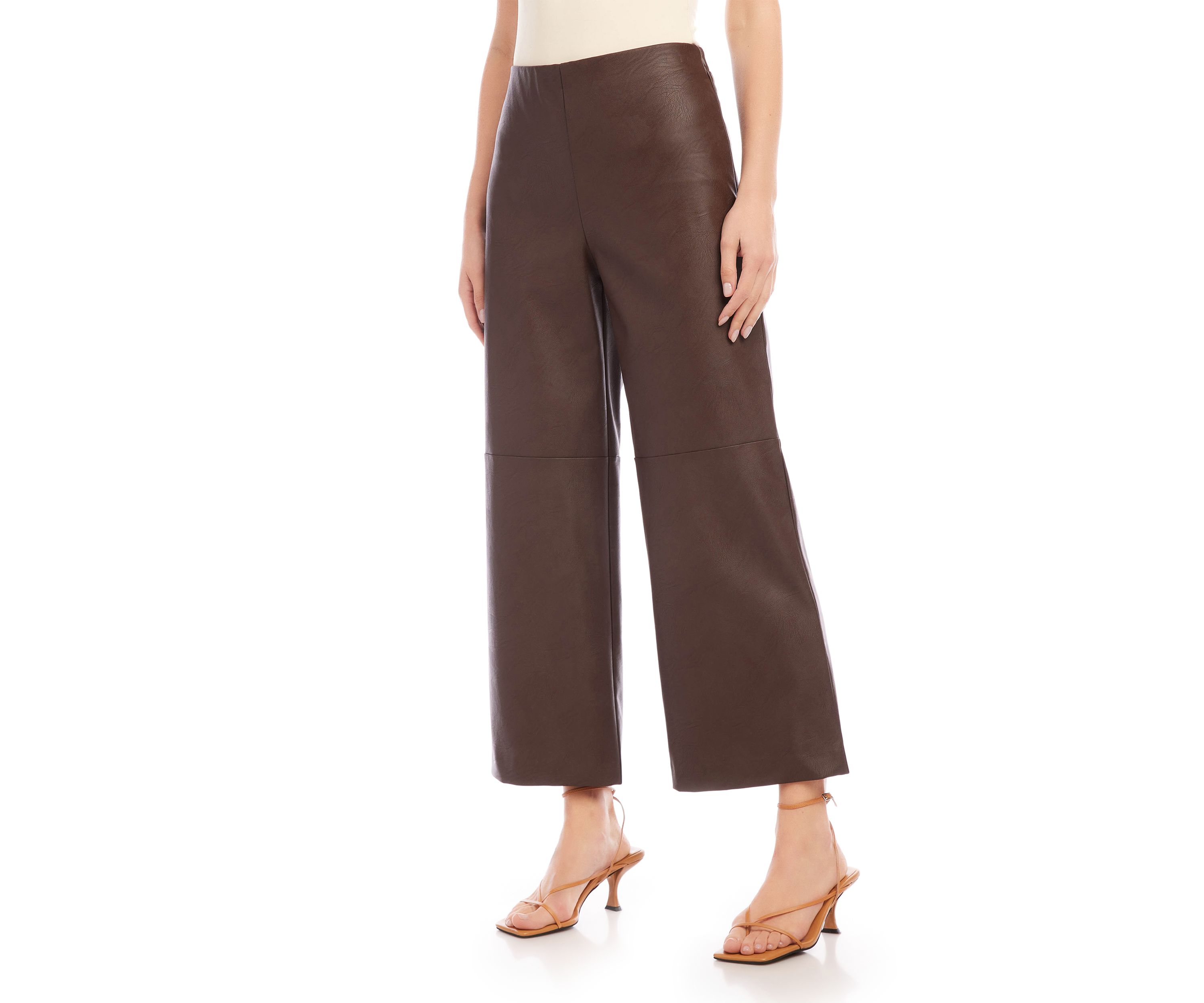 Womens Cropped Vegan Leather Pants