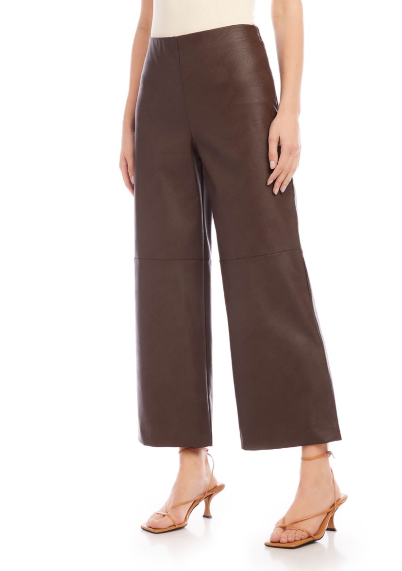 Womens Cropped Vegan Leather Pants