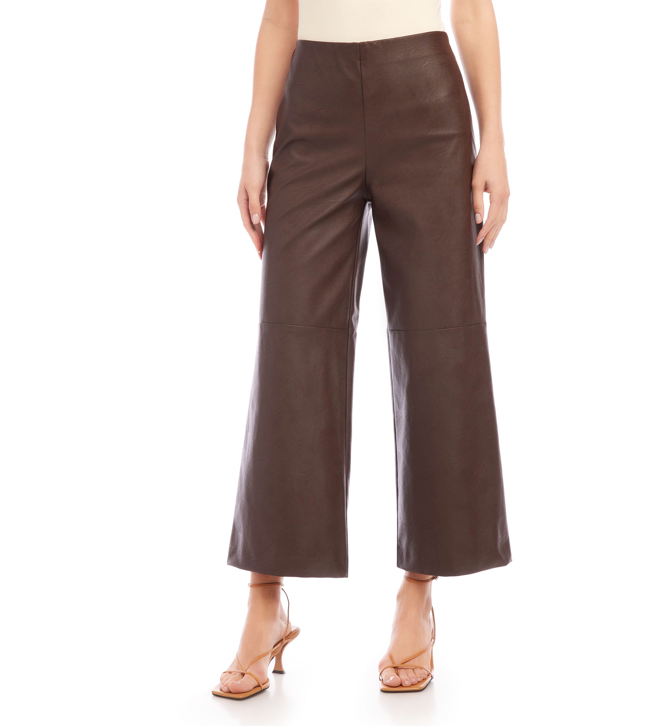 Womens Cropped Vegan Leather Pants