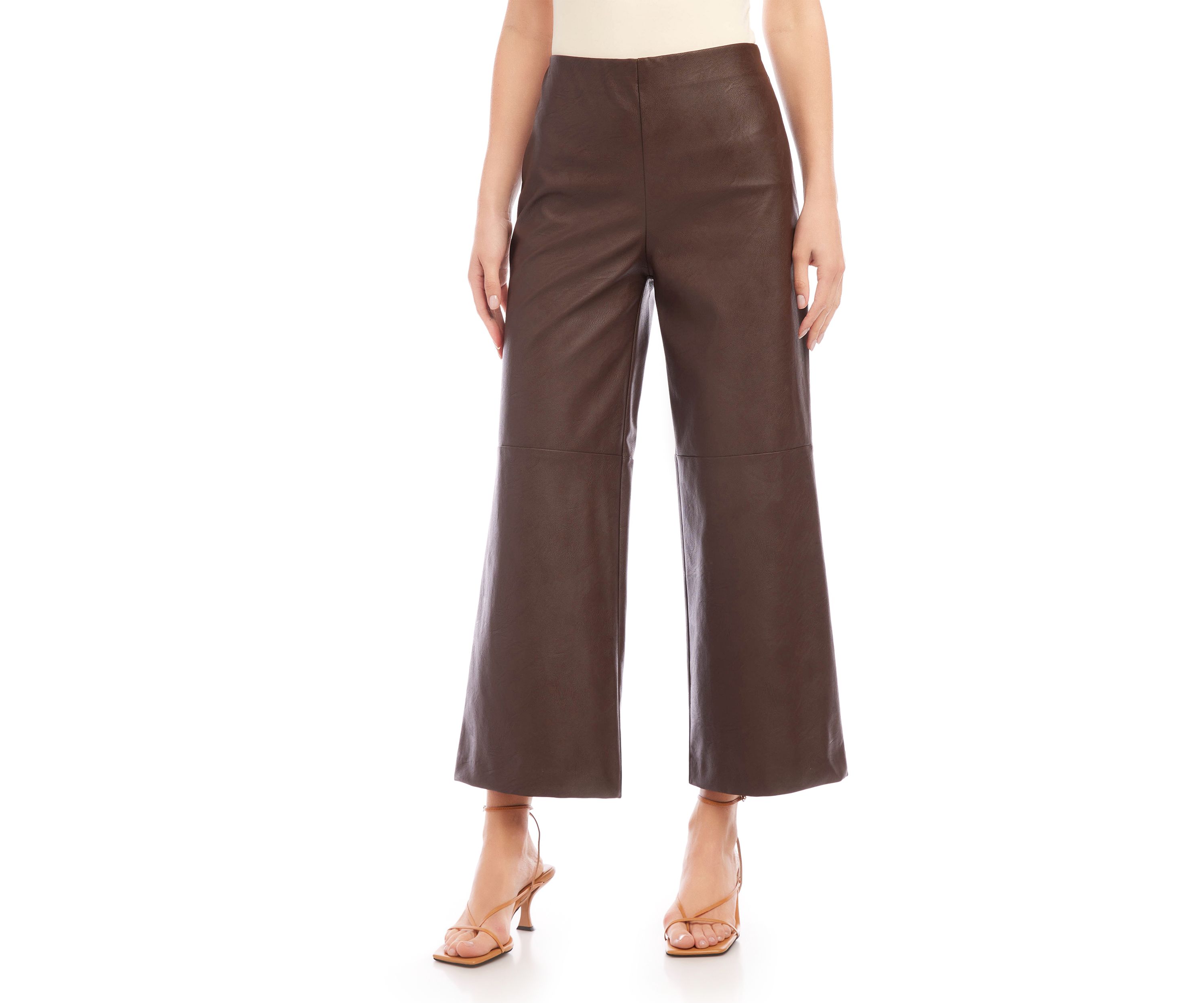 Womens Cropped Vegan Leather Pants