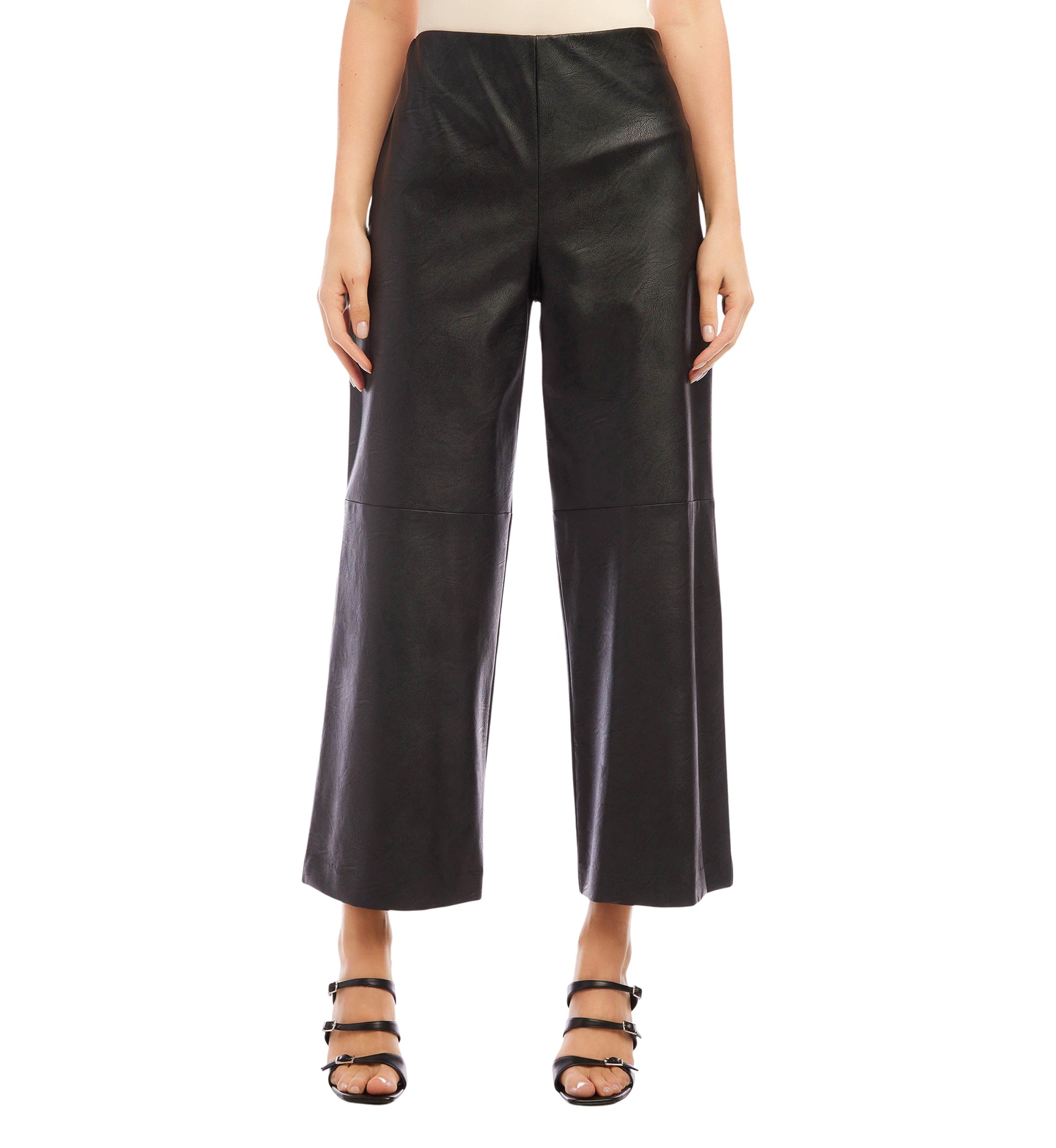 Womens Cropped Vegan Leather Pants