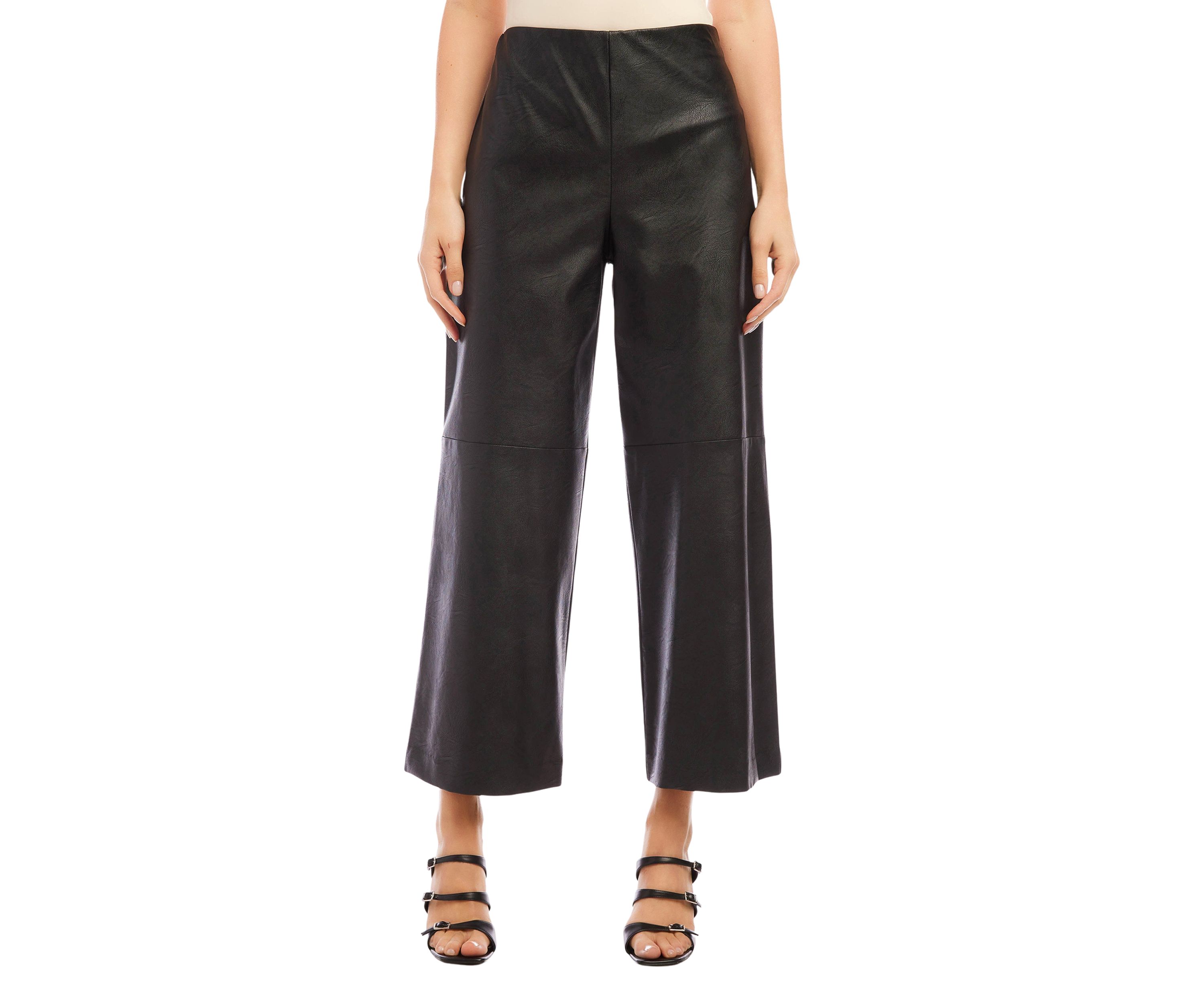 Womens Cropped Vegan Leather Pants