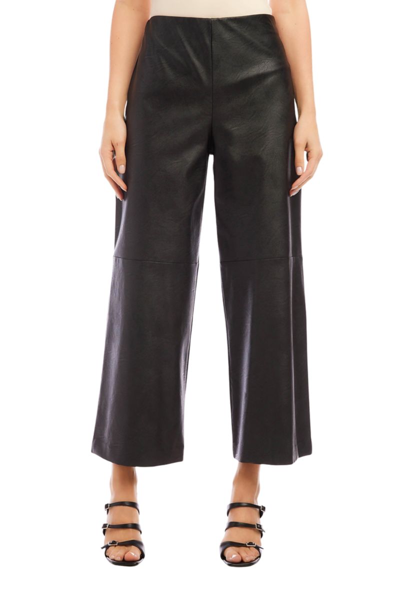 Womens Cropped Vegan Leather Pants