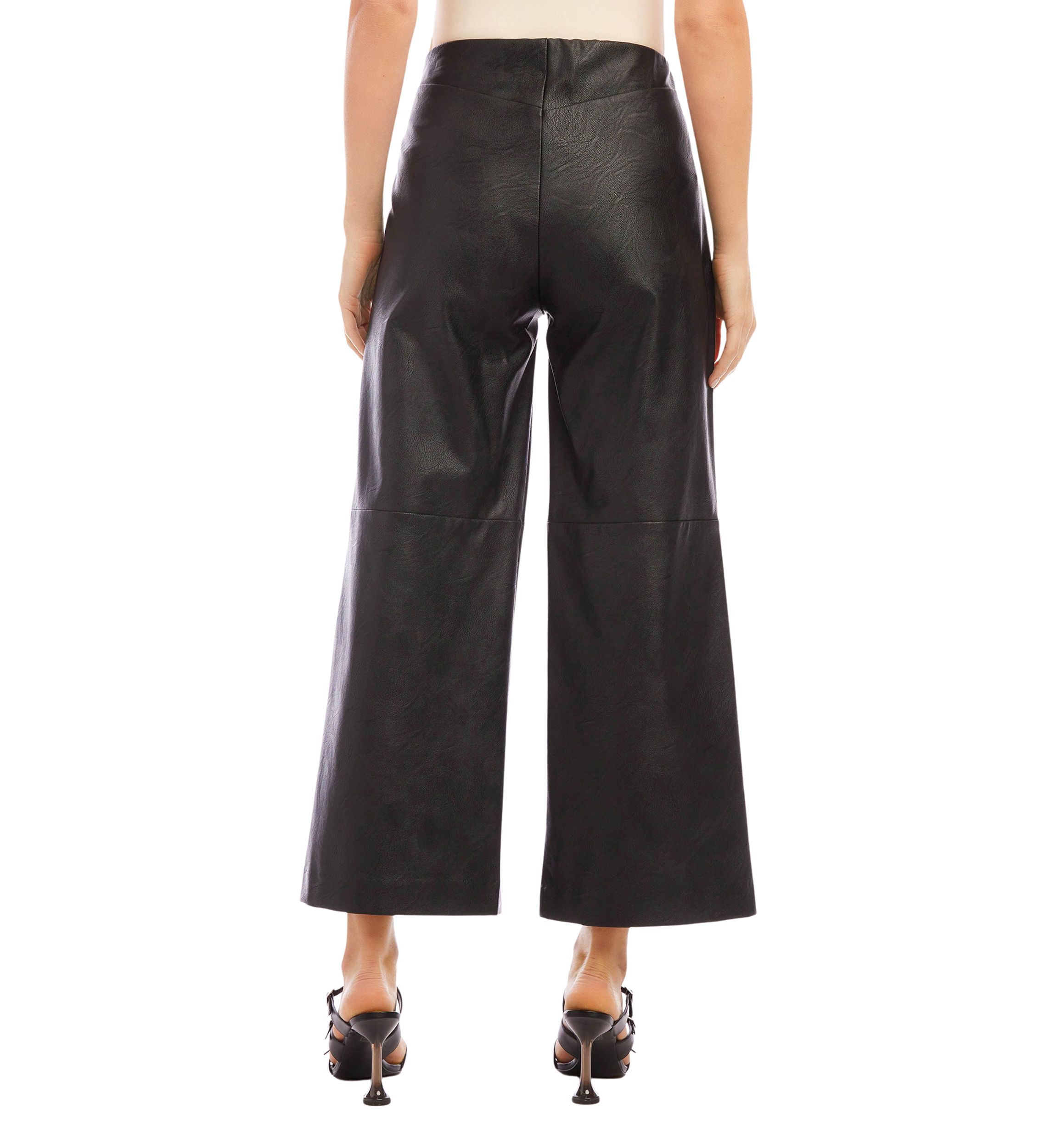 Womens Cropped Vegan Leather Pants