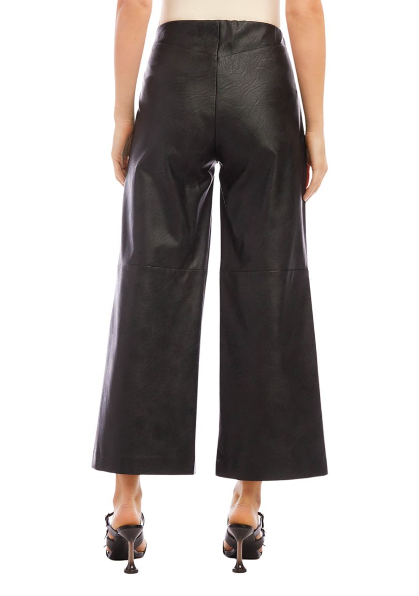 Womens Cropped Vegan Leather Pants