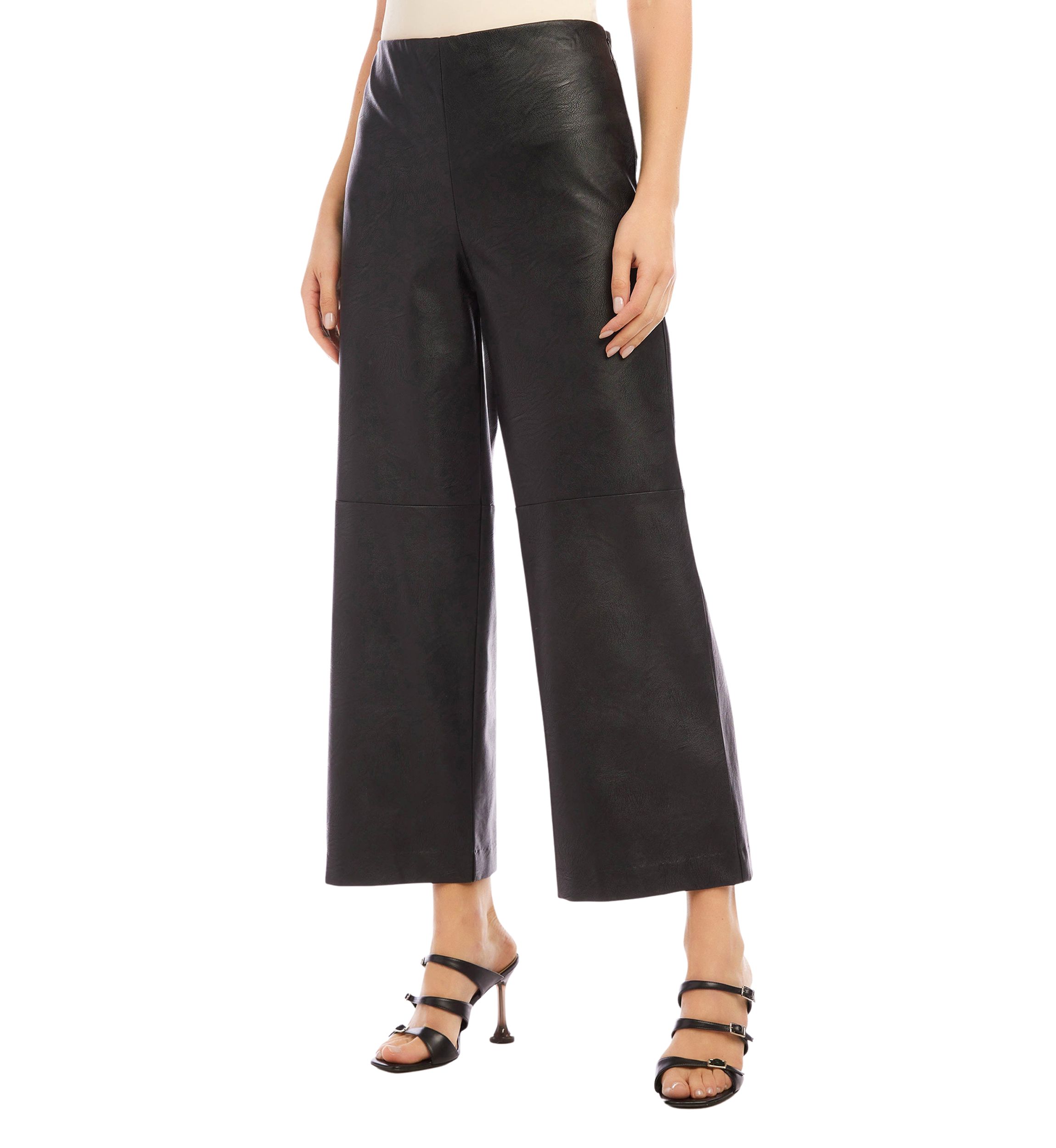 Womens Cropped Vegan Leather Pants