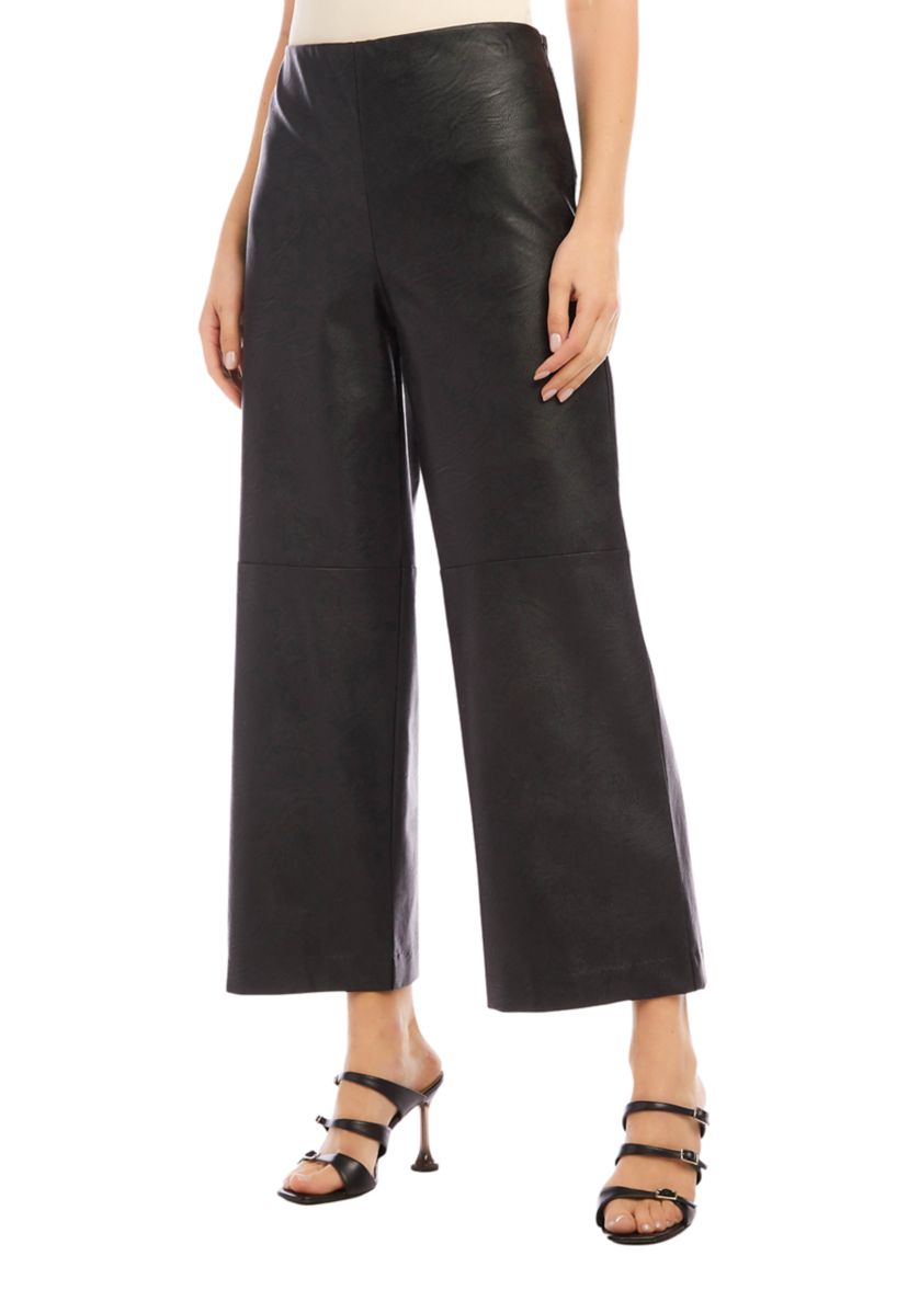 Womens Cropped Vegan Leather Pants