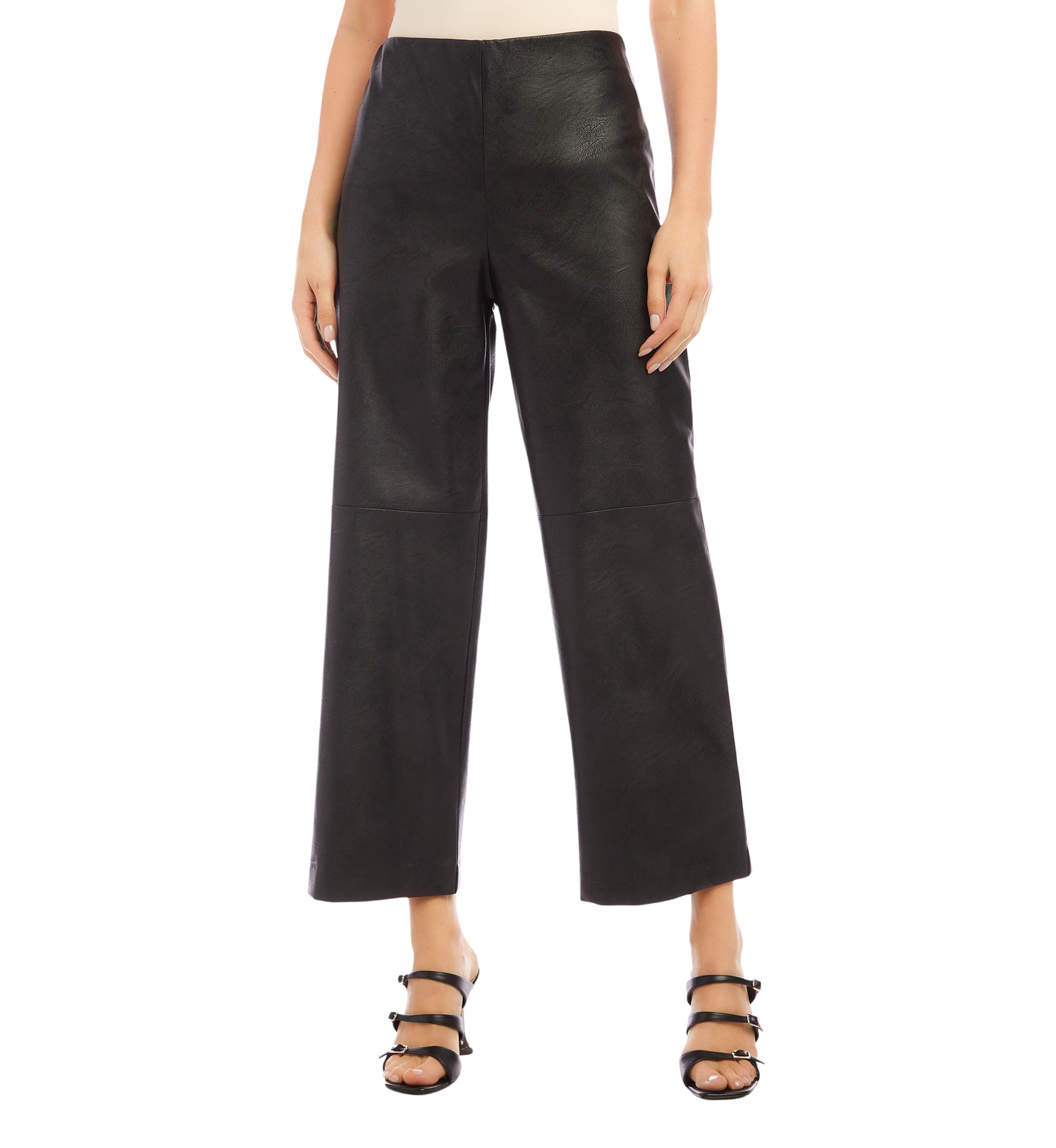 Womens Cropped Vegan Leather Pants