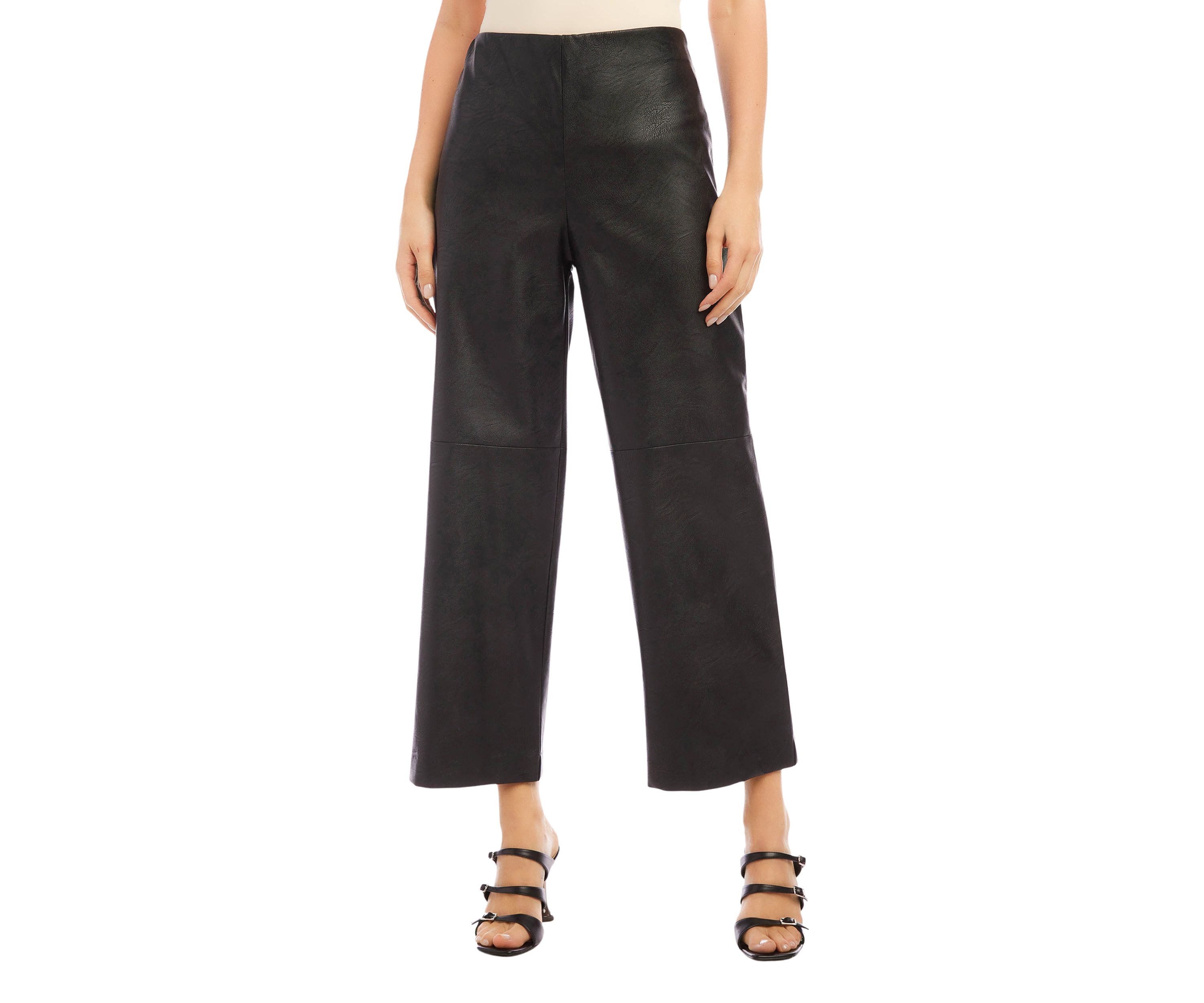 Womens Cropped Vegan Leather Pants