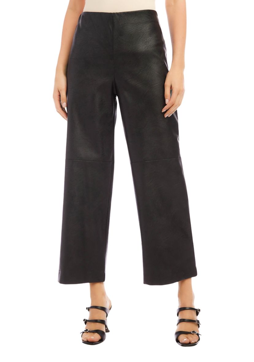 Womens Cropped Vegan Leather Pants