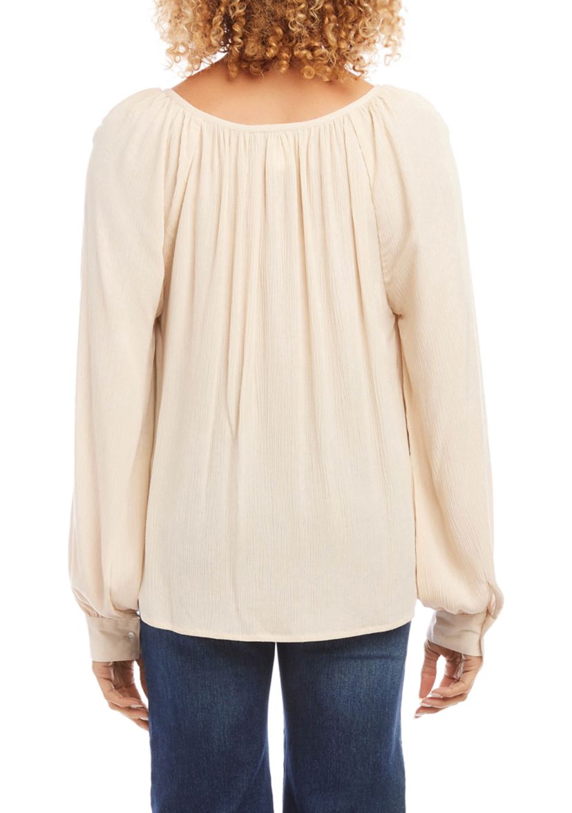 Womens Embroidered Peasant Top