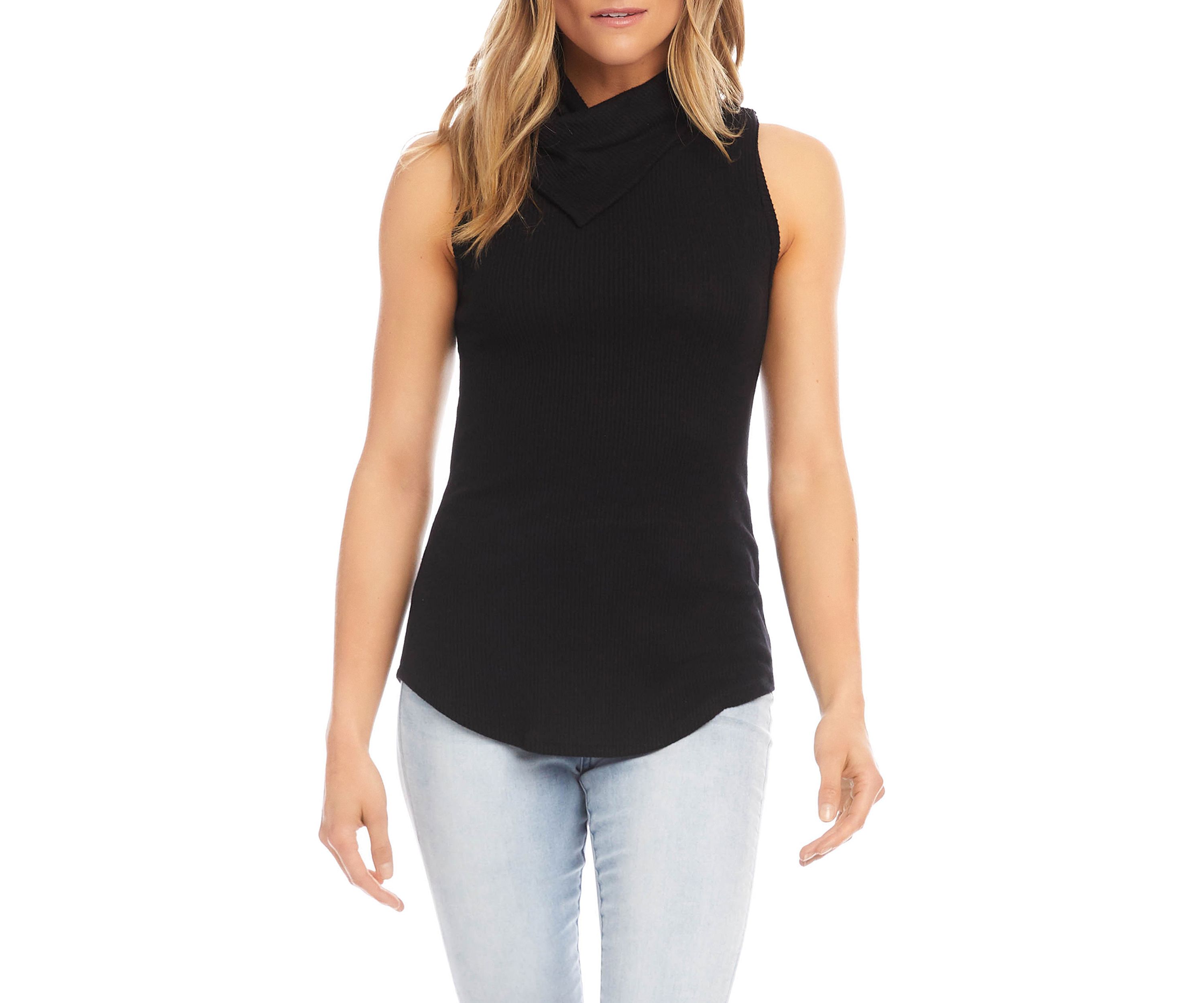 Womens Sleeveless Drape Neck Top