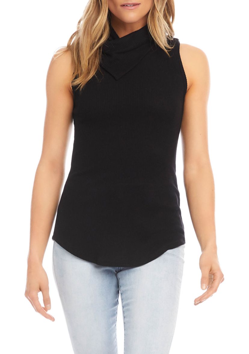 Womens Sleeveless Drape Neck Top