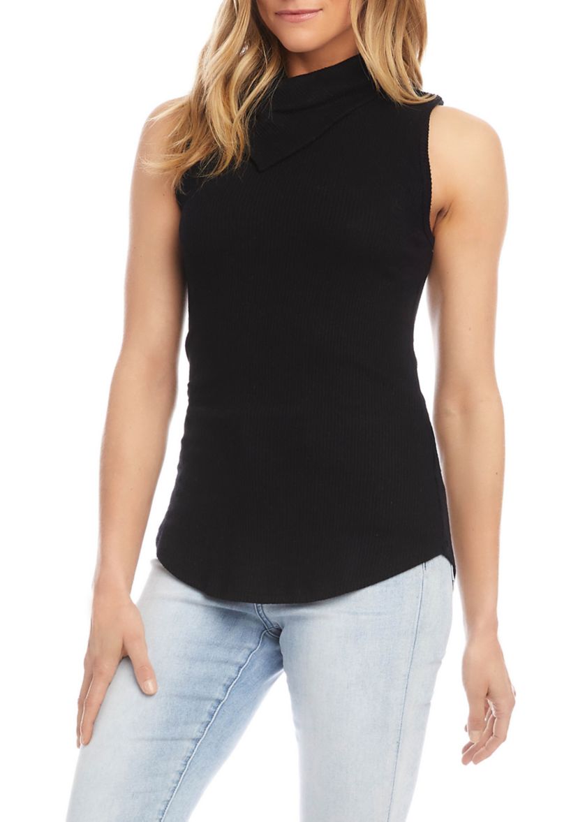 Womens Sleeveless Drape Neck Top