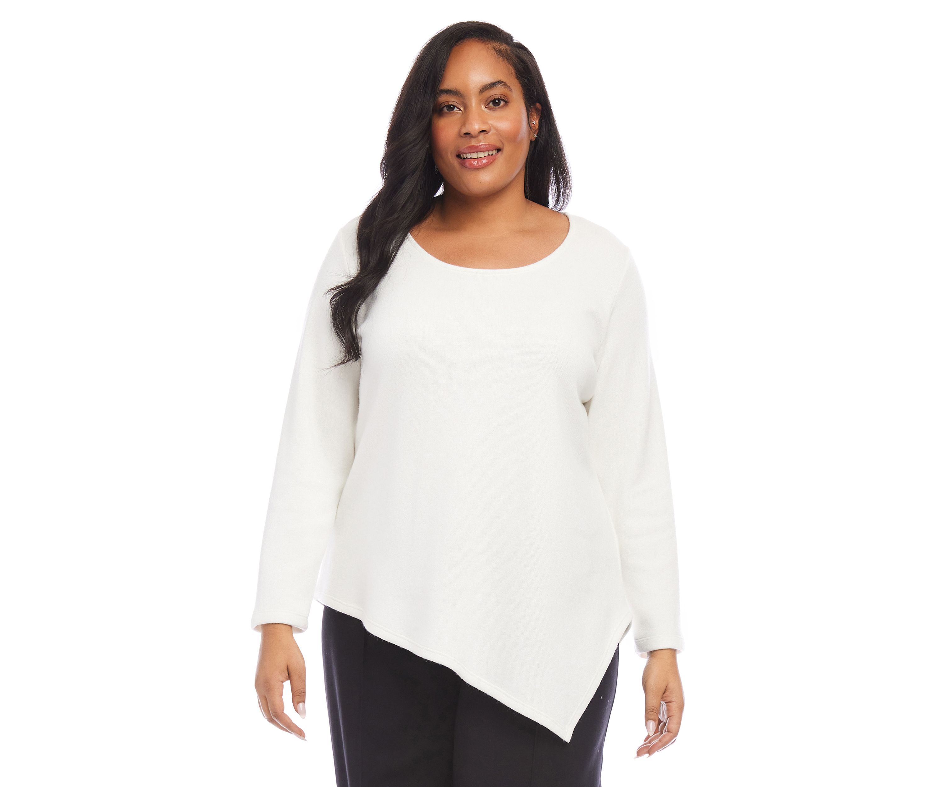 Plus Size Long Sleeve Asymmetric Top