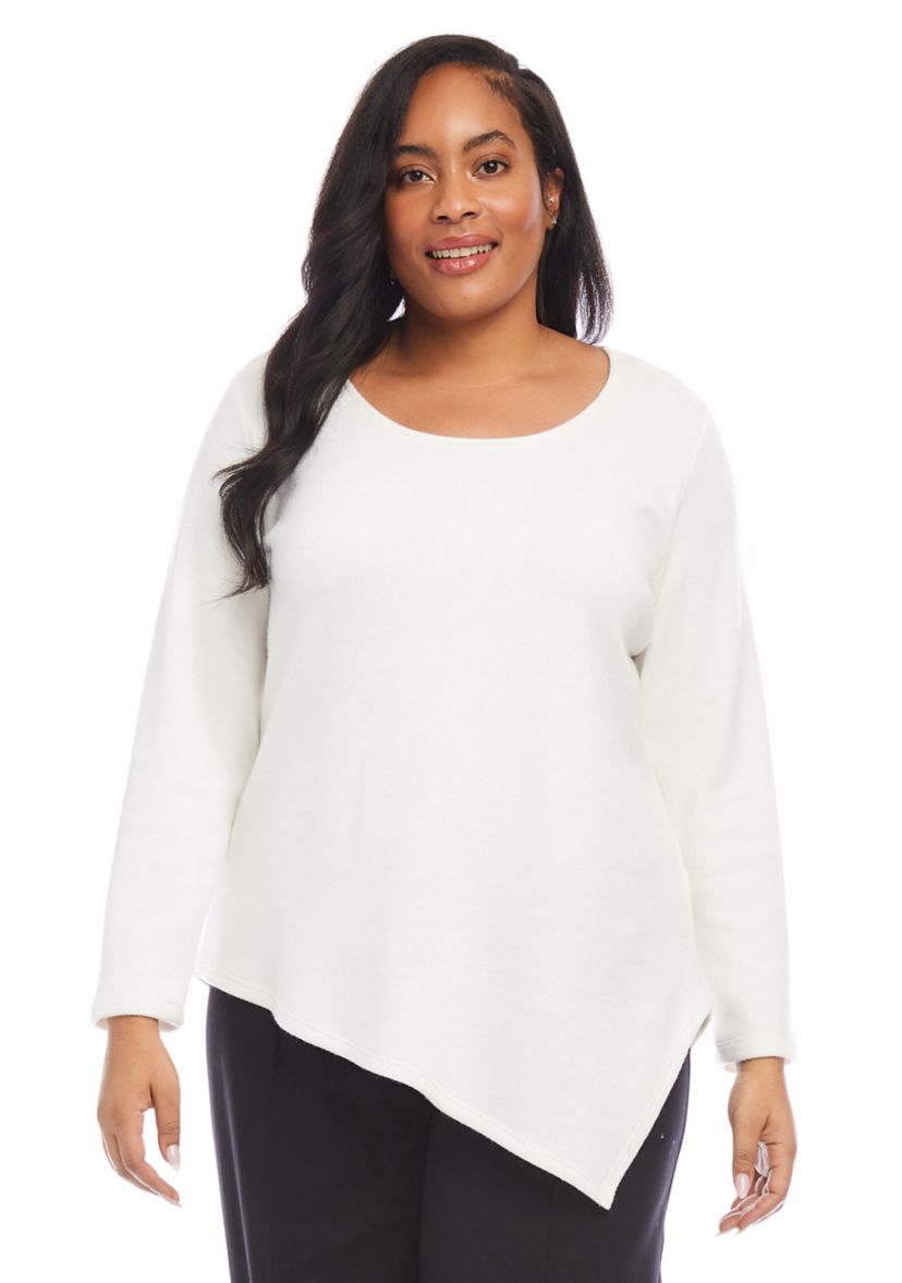 Plus Size Long Sleeve Asymmetric Top