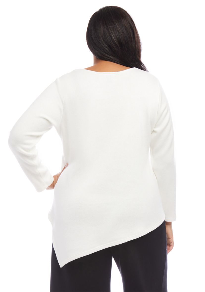 Plus Size Long Sleeve Asymmetric Top